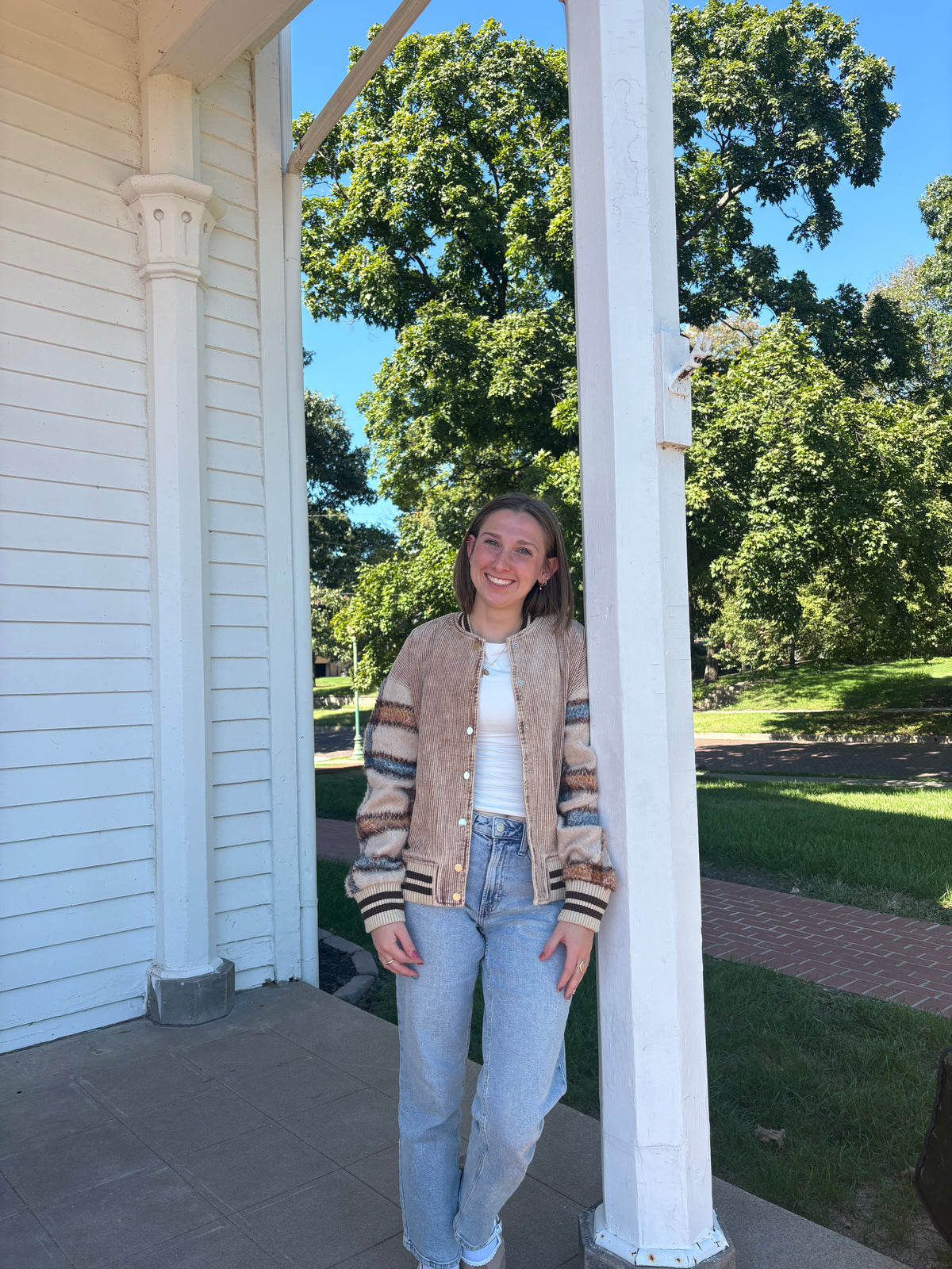 Retro Corduroy Plaid Snap Jacket | Queen Bee