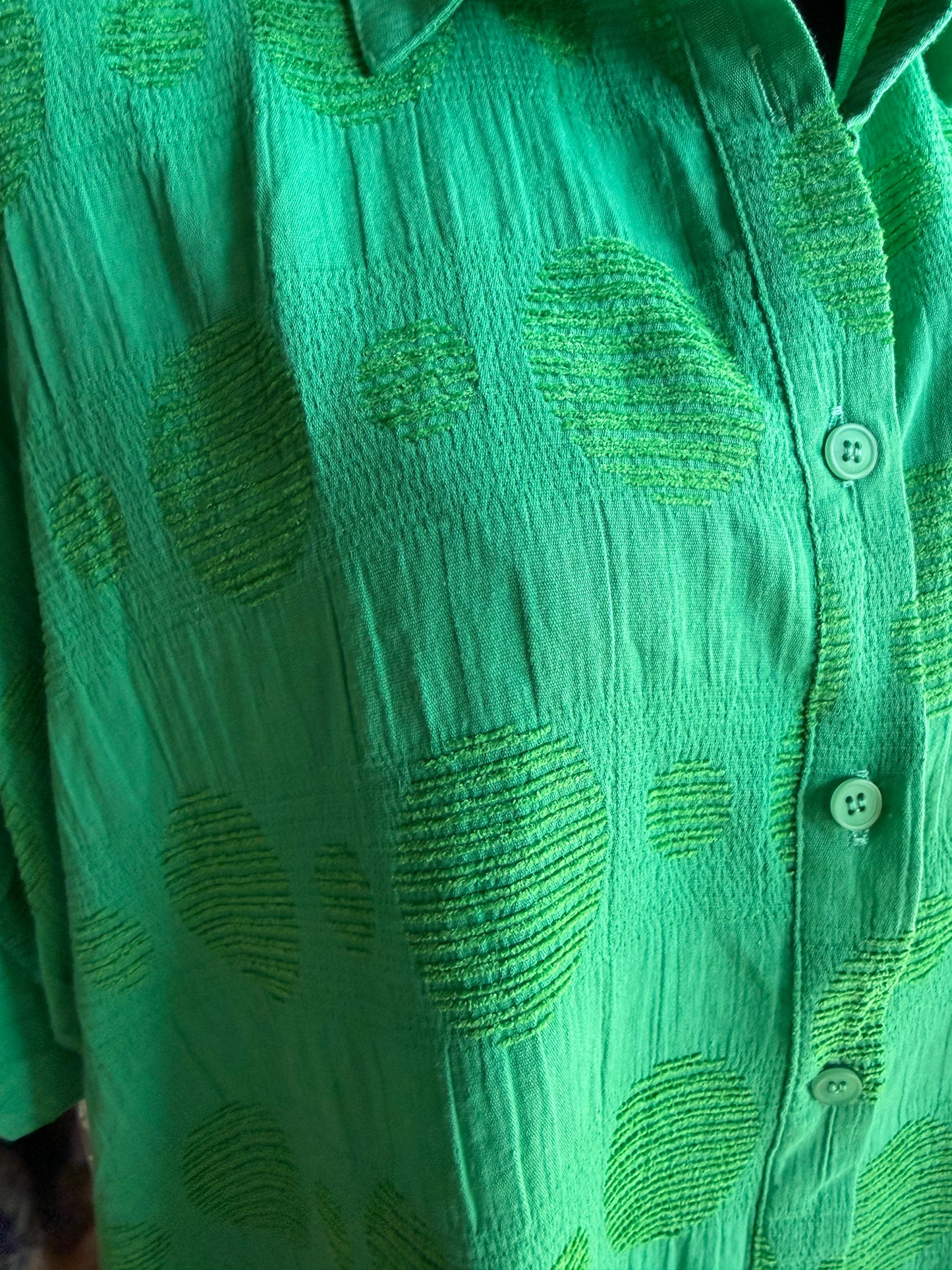 Oversized Textured Green Dot Dolman Short Sleeve Day Top | QB Boutique