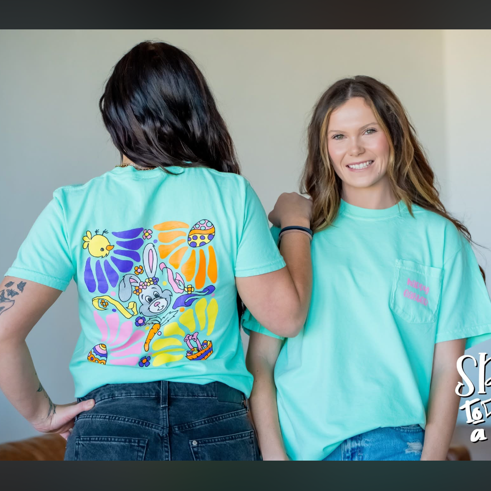 Happy Easter Teal Graphic Tee