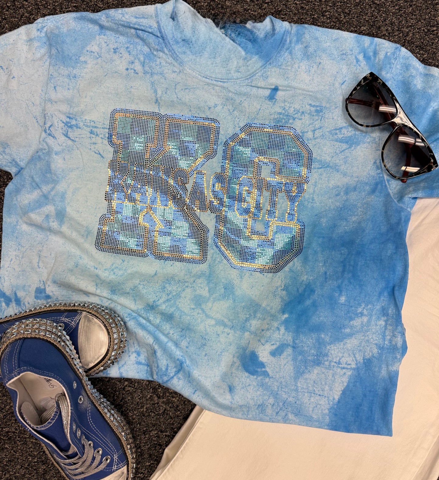 KC Royals Spangle Sparkle Color Blast Blue Tee