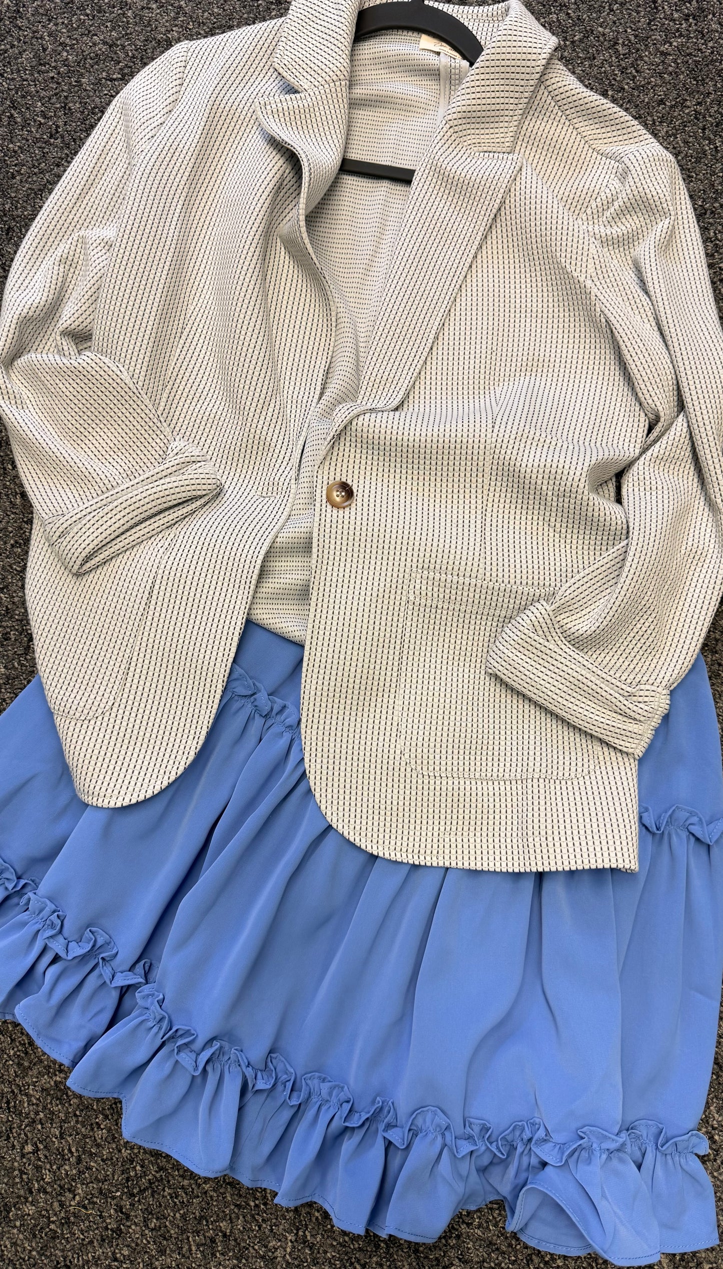 TIERED FLUTTER RUFFLE ELASTIC WAIST SKIRT GREEN BLUE