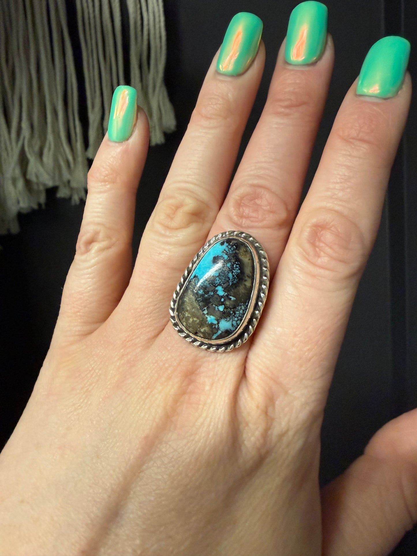 Blue Moon Turquoise Oval Sterling Ring