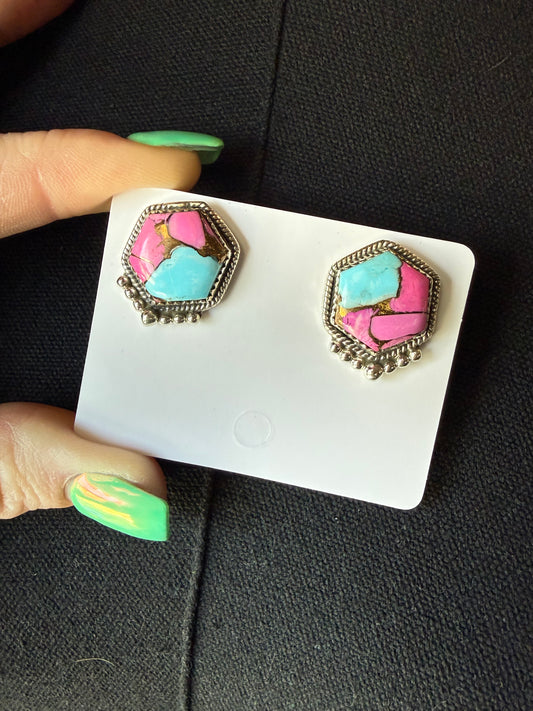 Cotton Candy Earrings Stud Sterling Silver | Queen Bee Boutique