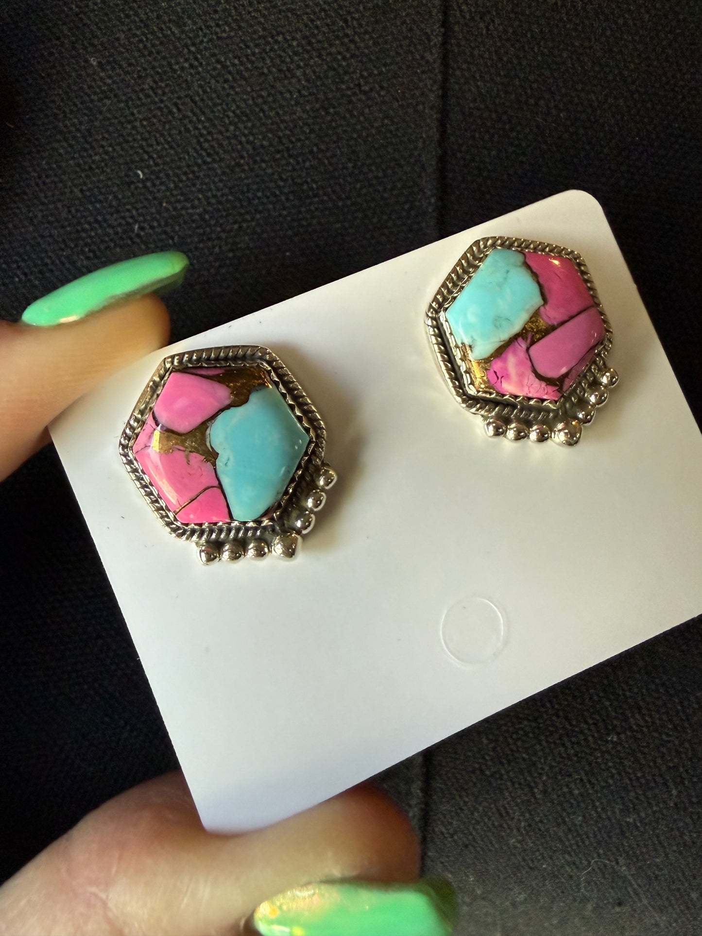 Cotton Candy Earrings Stud Sterling Silver | Queen Bee Boutique