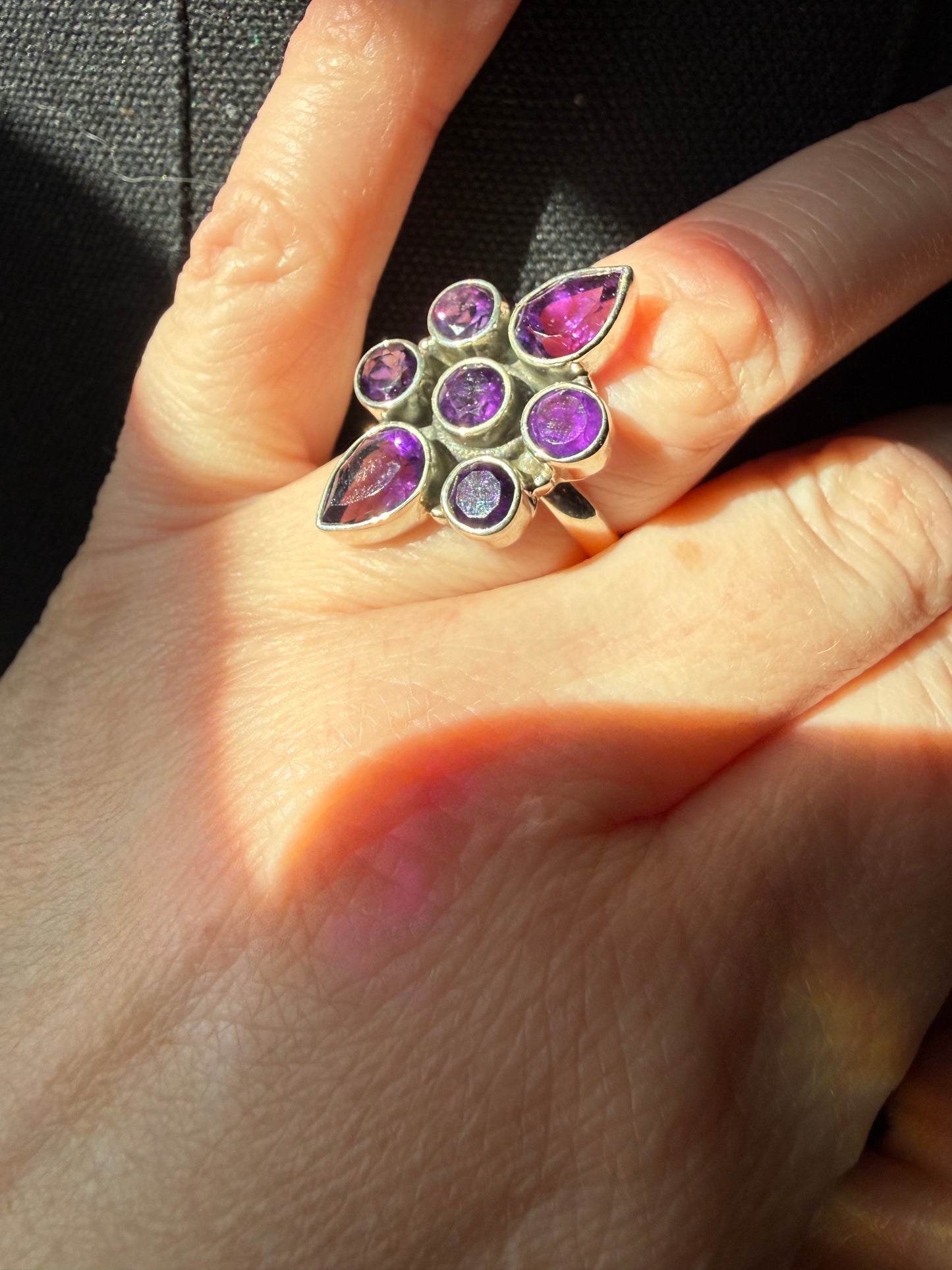 Amethyst Cluter Sterling Ring | Queen Bee Boutique