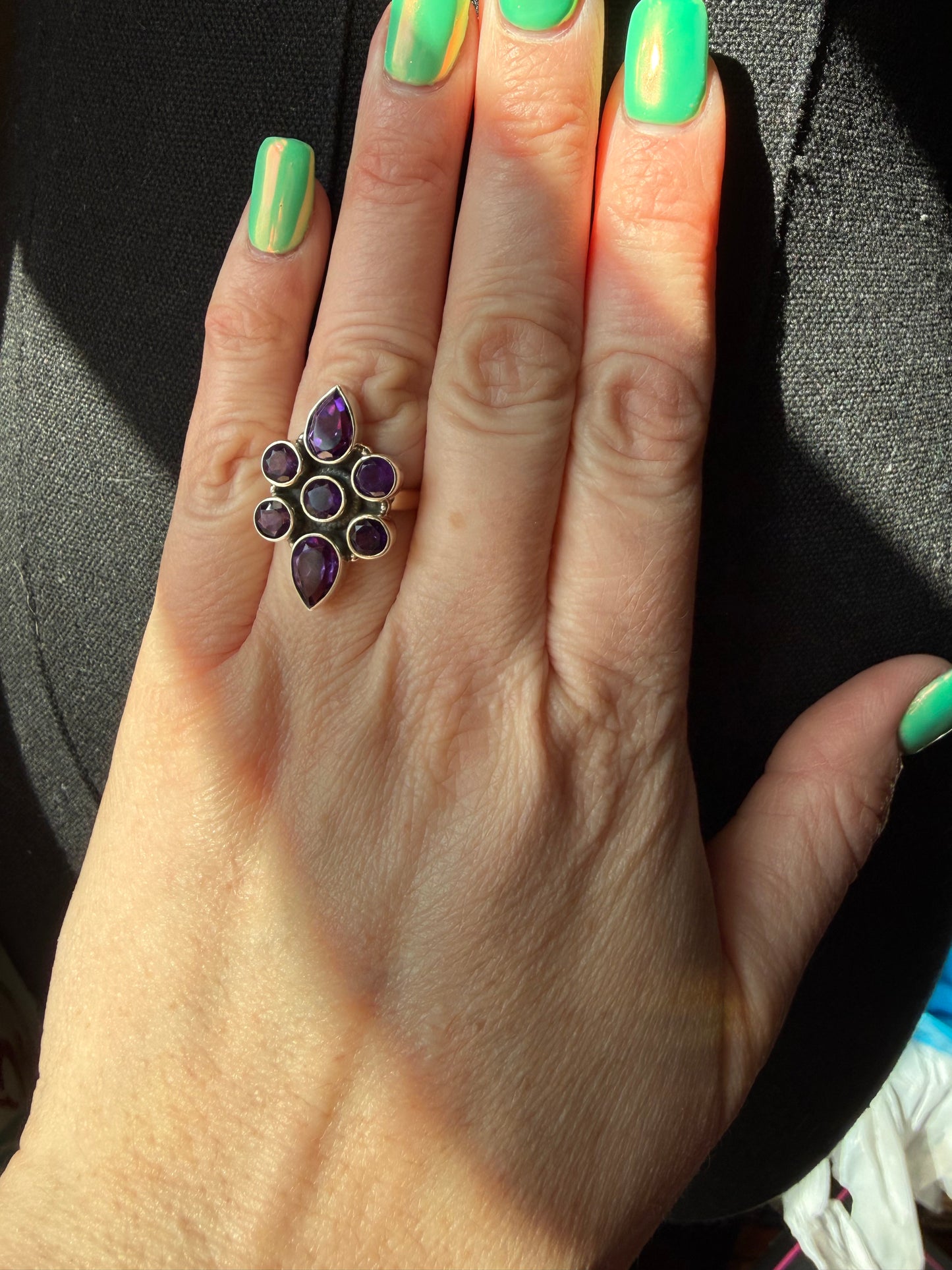 Amethyst Cluter Sterling Ring | Queen Bee Boutique