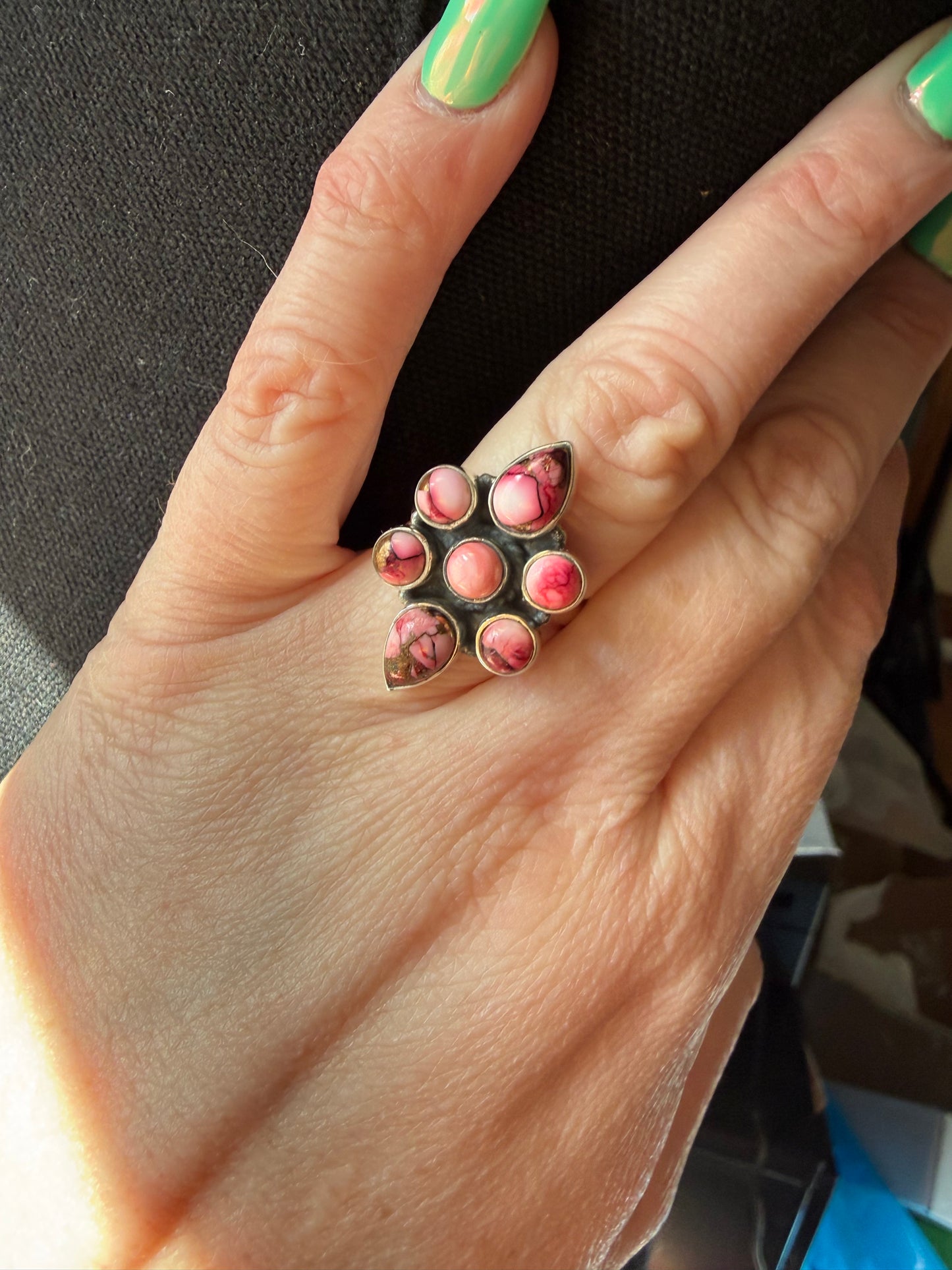 Rose Dalhia Cluster Ring