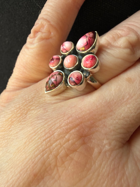 Rose Dalhia Cluster Ring