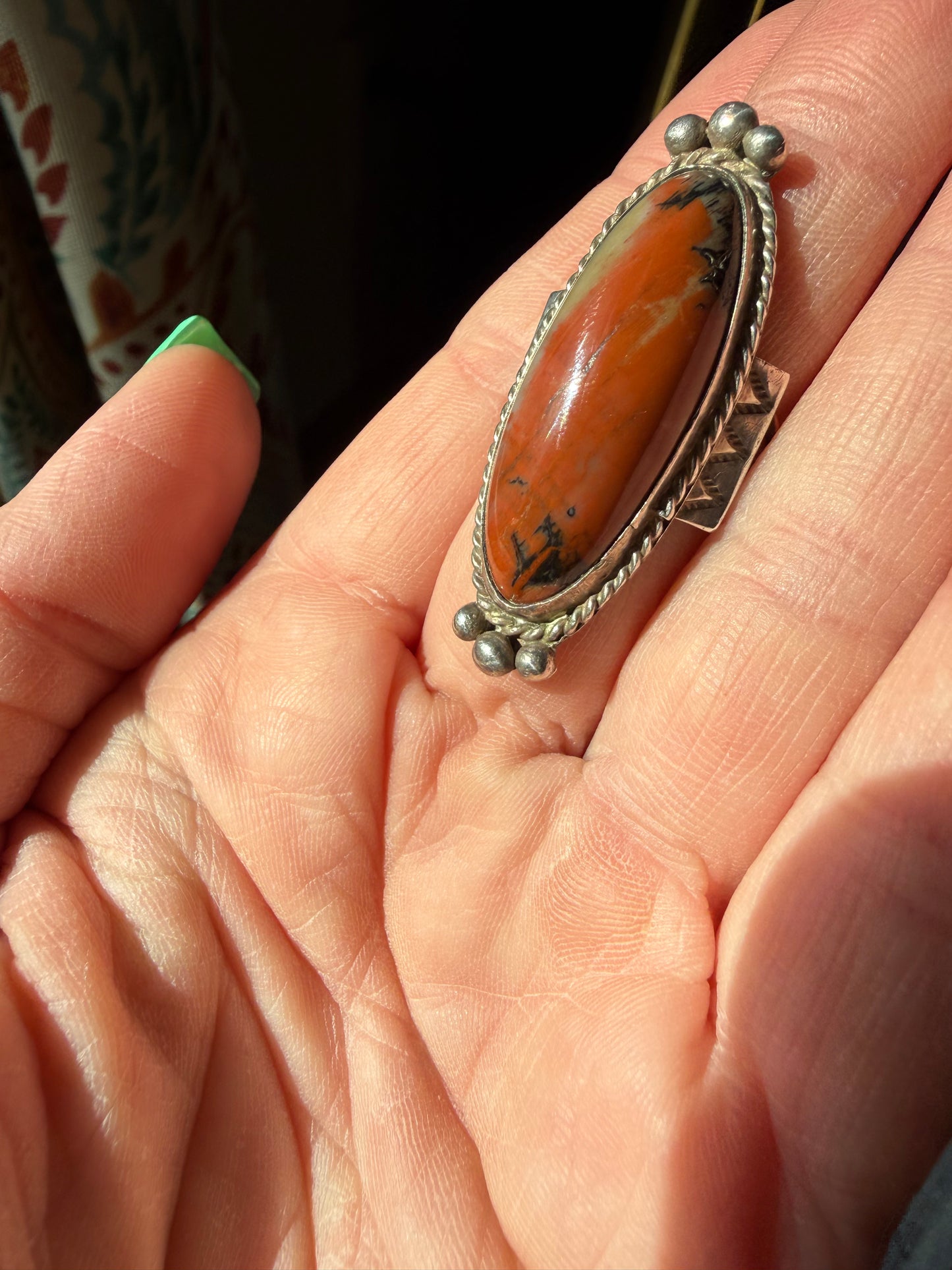 Vintage Petrified Wood Sterling Ring | Queen Bee Boutique