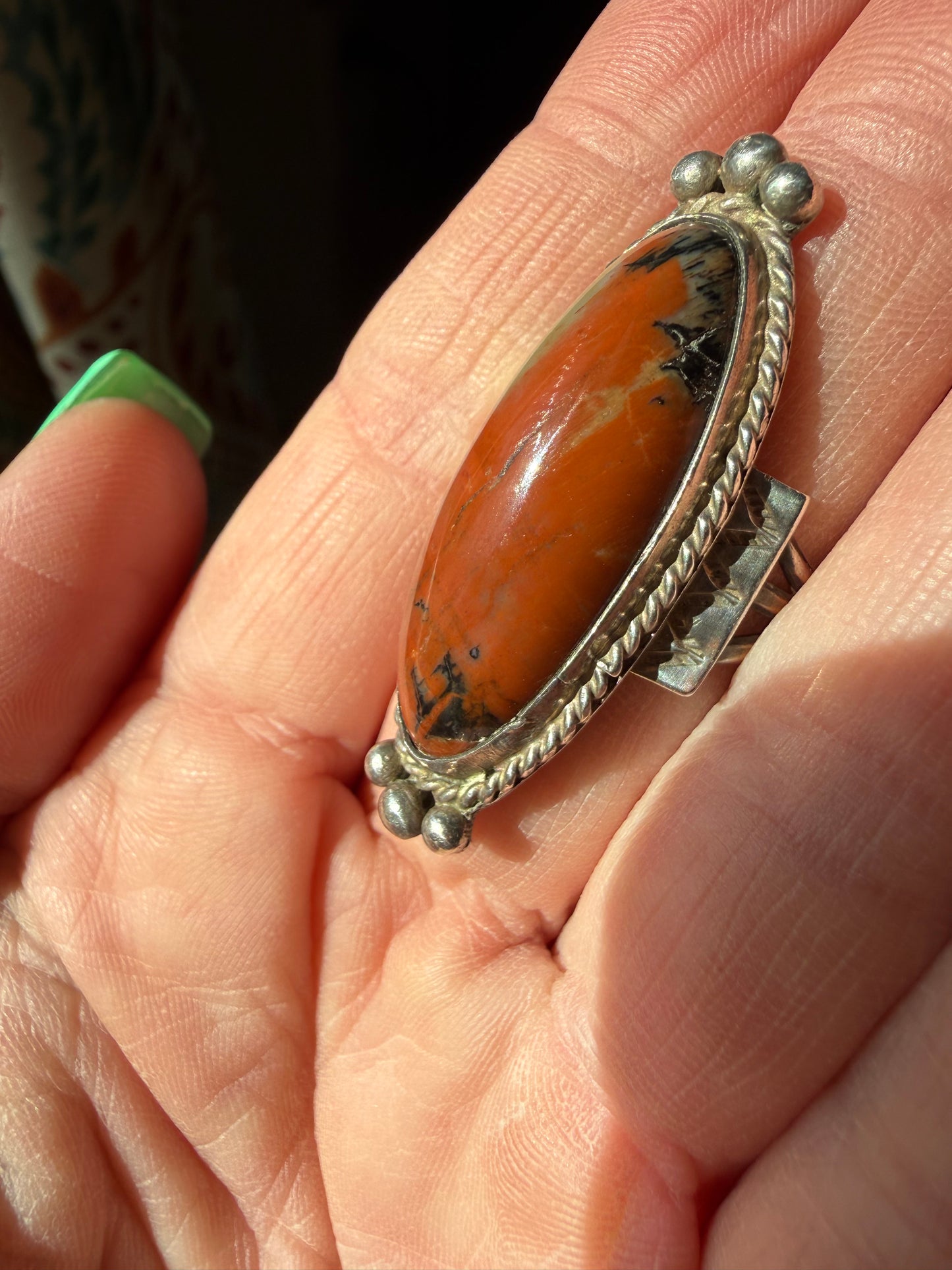Vintage Petrified Wood Sterling Ring | Queen Bee Boutique