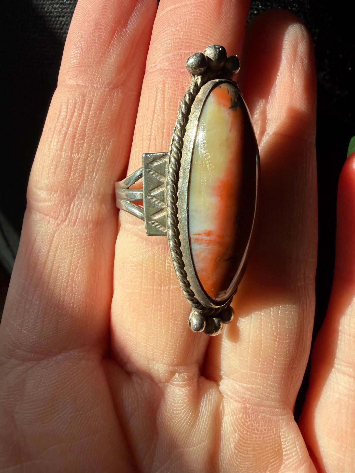 Vintage Petrified Wood Sterling Ring | Queen Bee Boutique