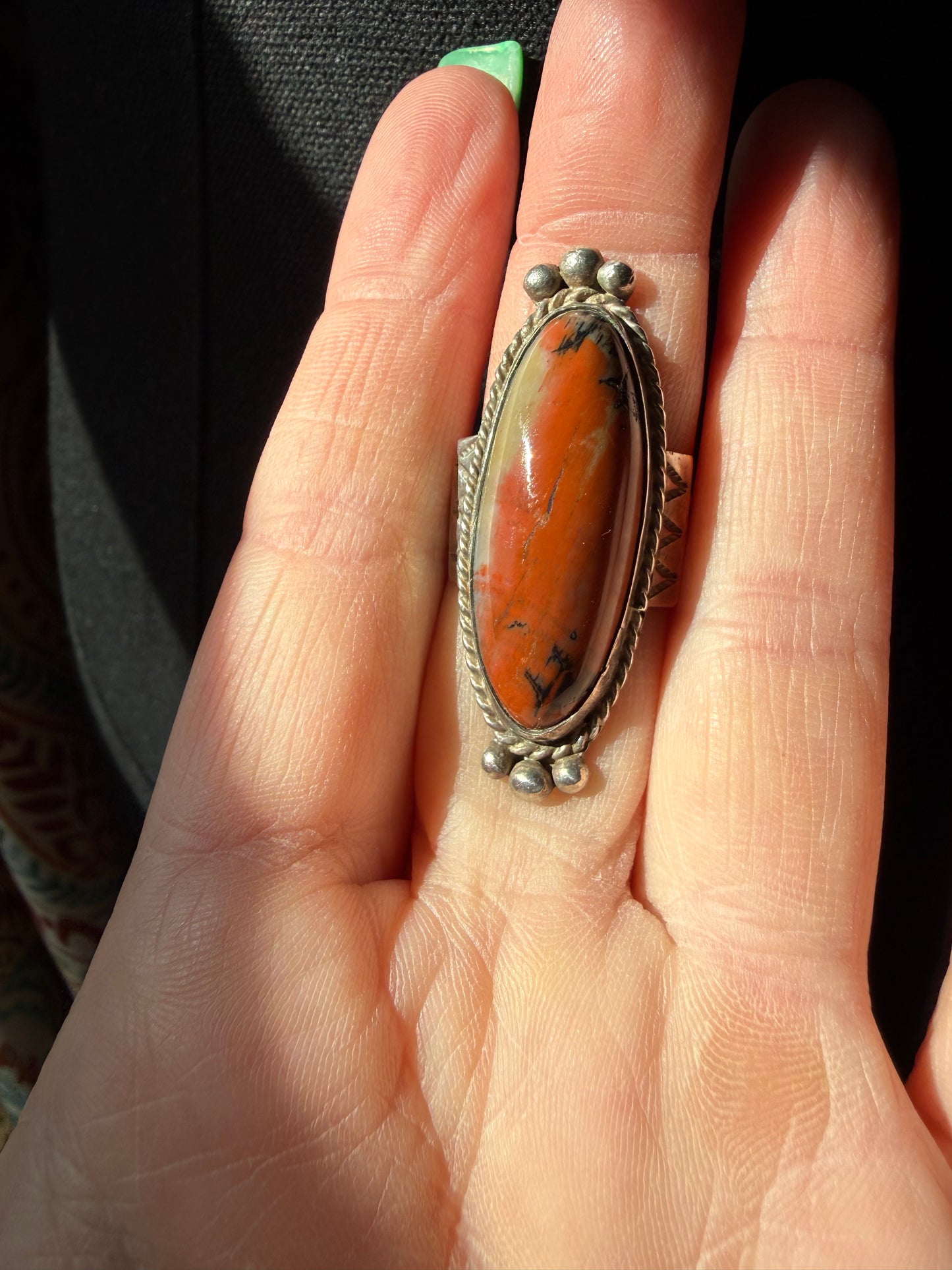 Vintage Petrified Wood Sterling Ring | Queen Bee Boutique