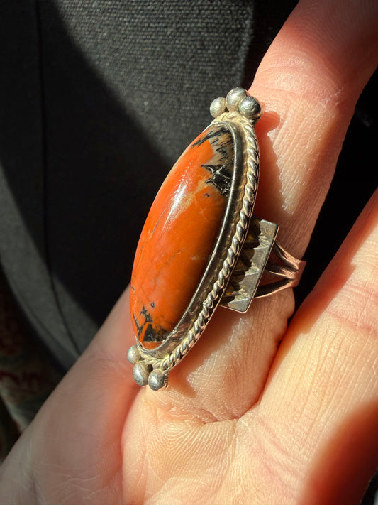 Vintage Petrified Wood Sterling Ring | Queen Bee Boutique