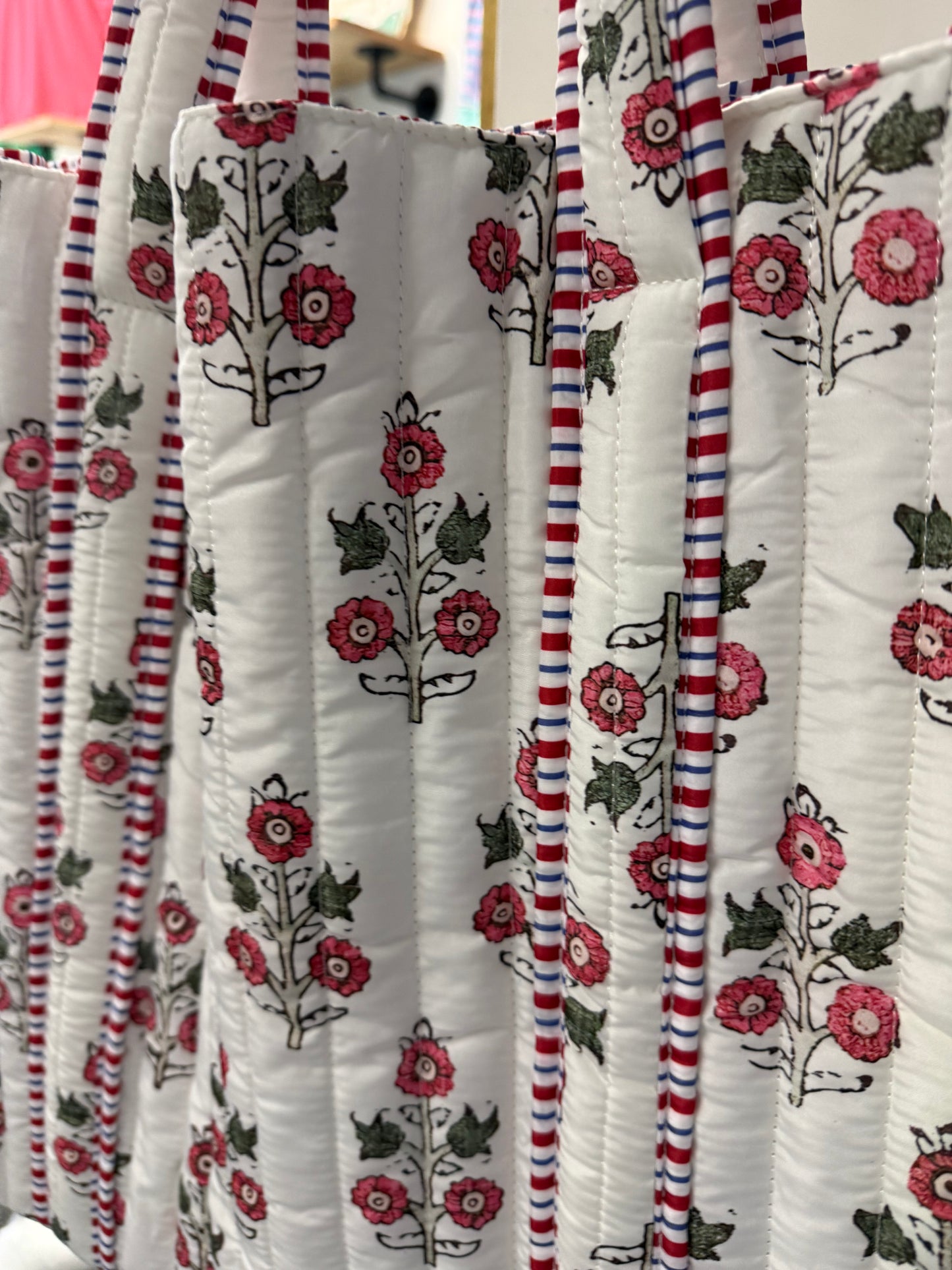 Quitled Plush Floral Spring Tote Shoulder Bags