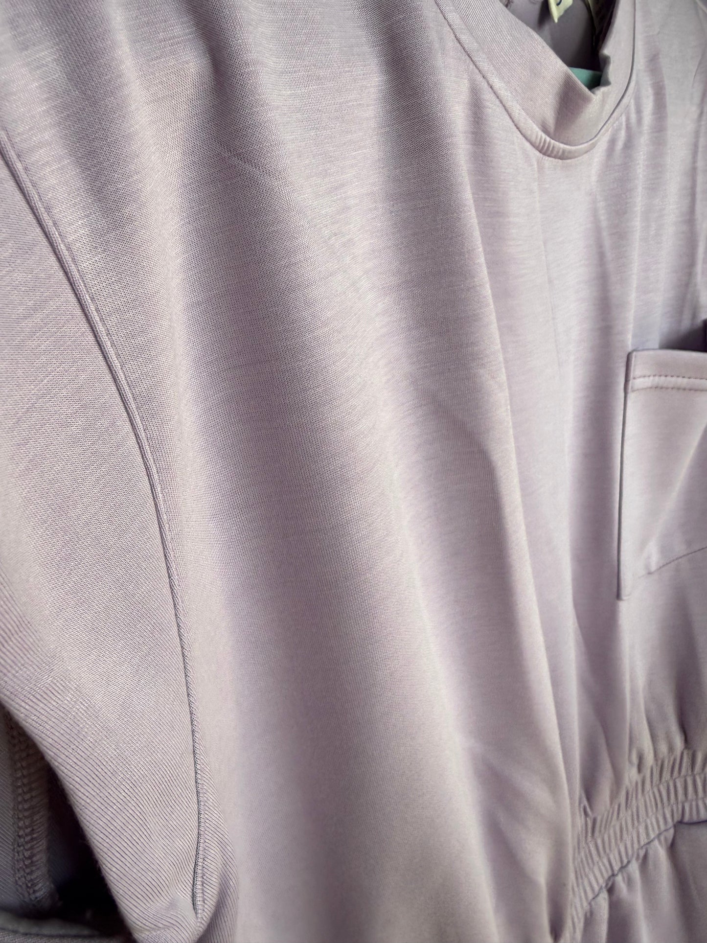 Lilac Scuba Material Romper Active Wear Short Sleeve | Queen Bee Customs