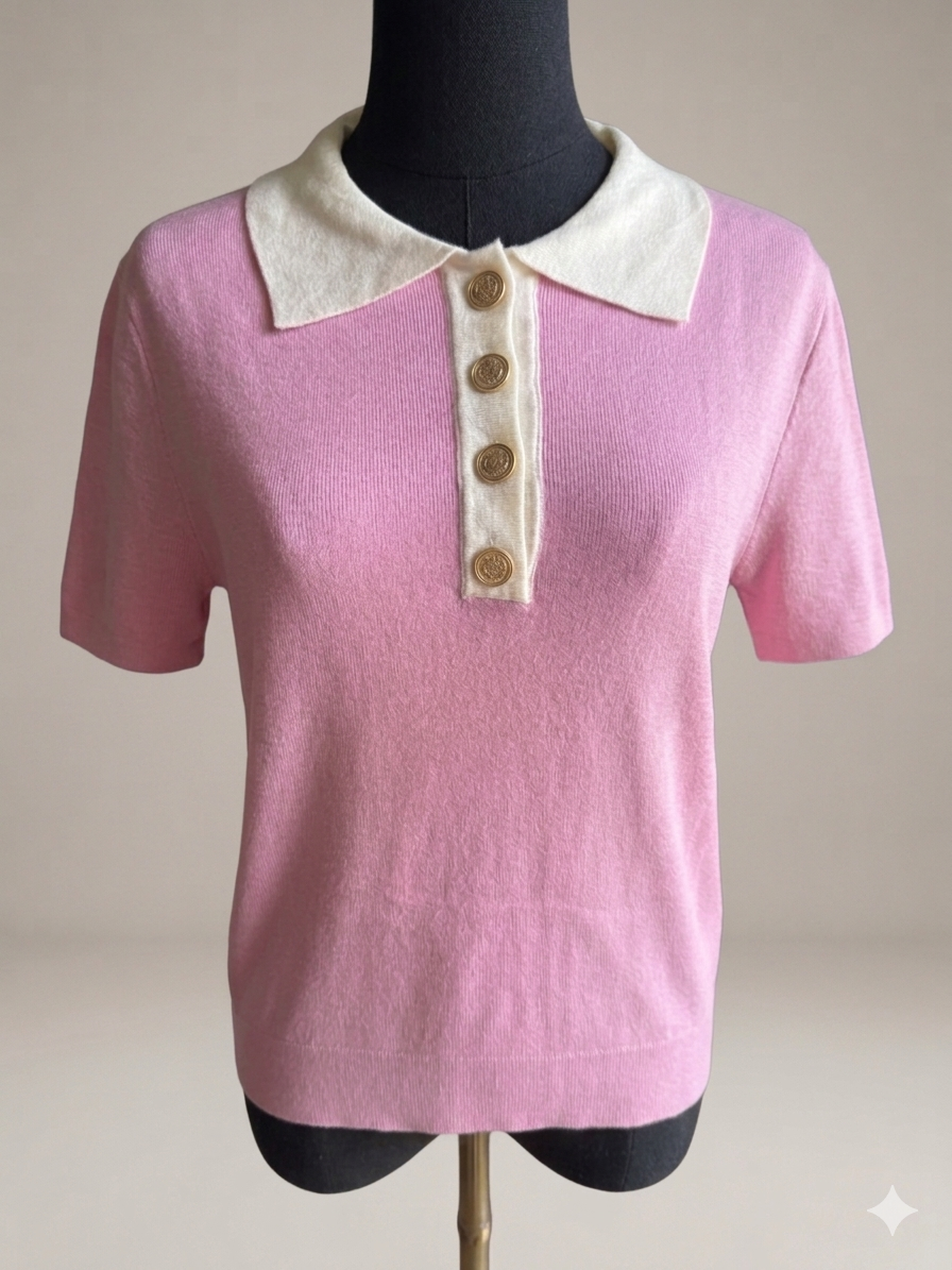 Collar Spring Polo Bright Short Sleeve Top