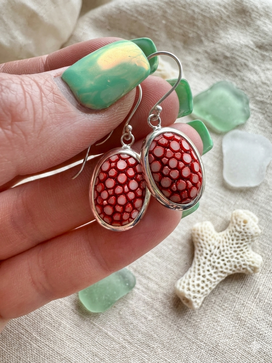 Rare Organ Pipe Coral Earrings Sterling | Queen Bee Boutique