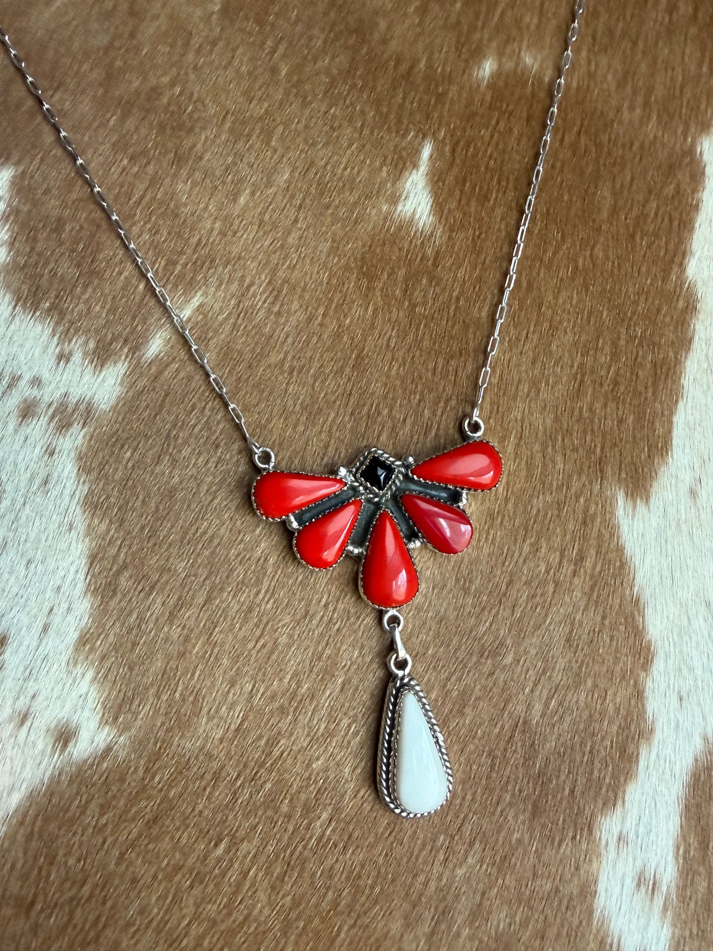 Rosita White Buffalo Black Onyx Cluster Necklace | Queen Bee Boutique