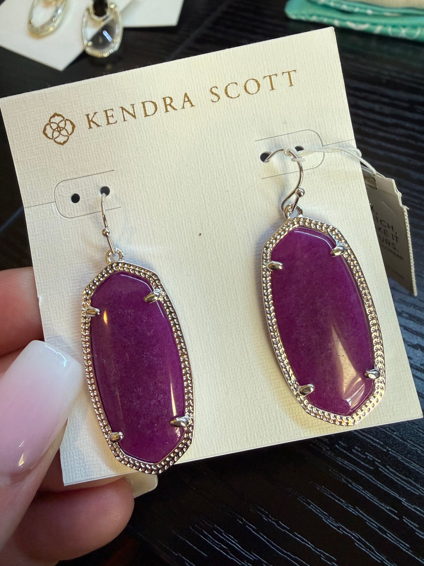 K.S. Elle Rhodium Silver Purple Jade Drop Dangle Earrings Jewelry KS - Women | Color: Silver/Purple/Jade