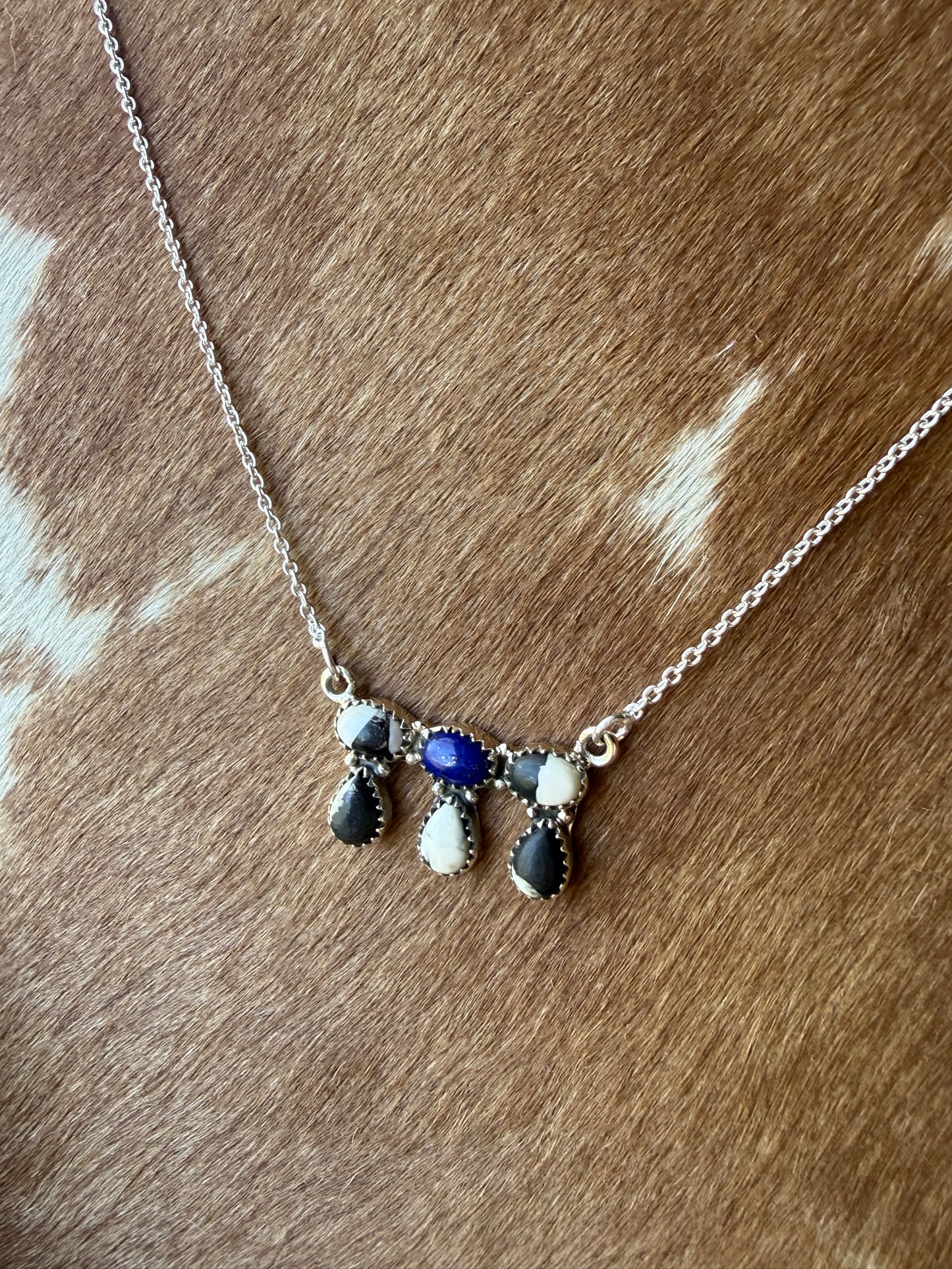 White Buffalo Lapis Bar Cluster Necklace | Queen Bee Boutique
