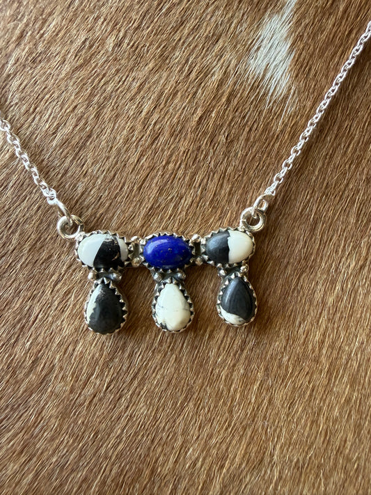 White Buffalo Lapis Bar Cluster Necklace | Queen Bee Boutique