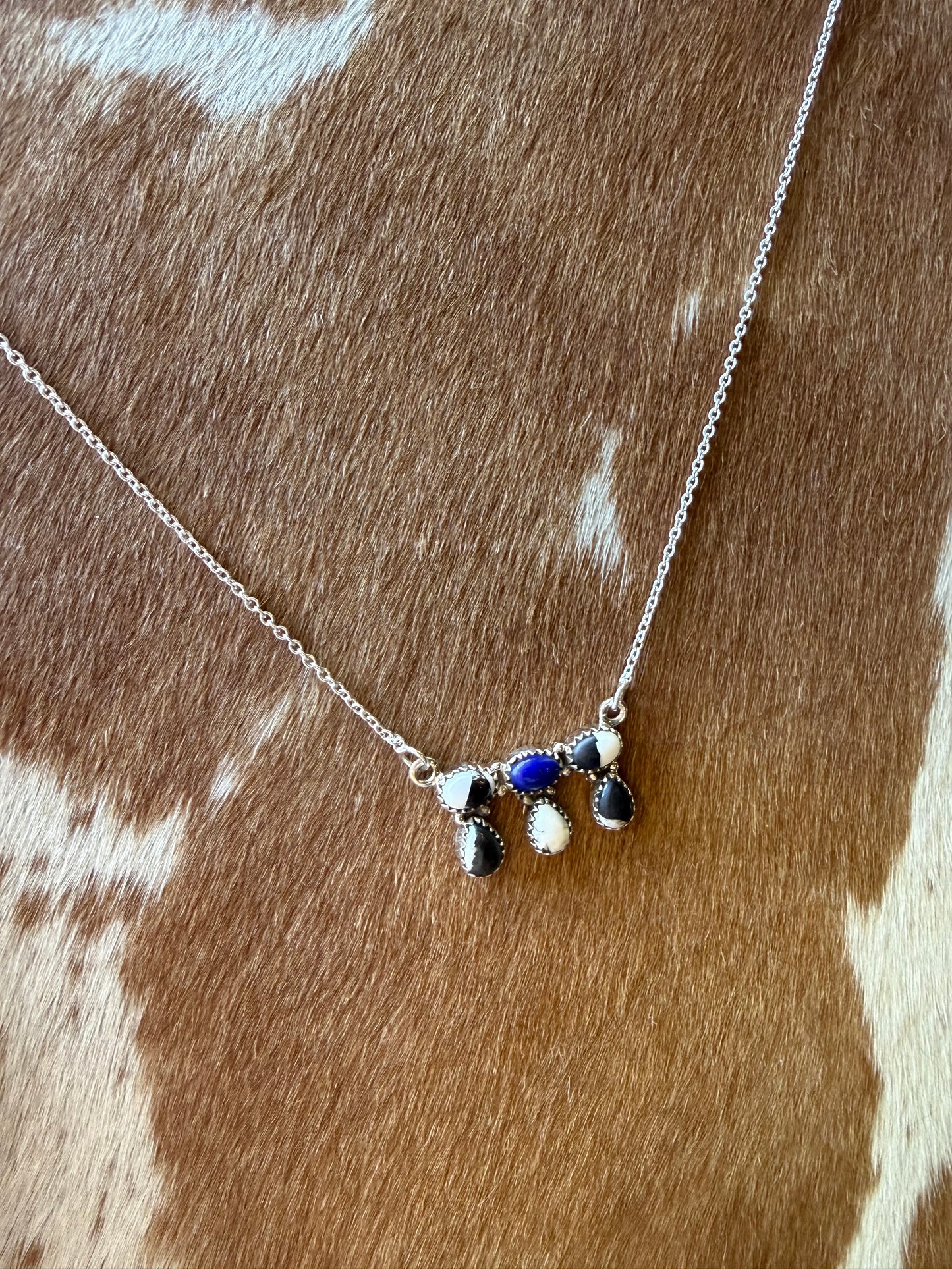 White Buffalo Lapis Bar Cluster Necklace | Queen Bee Boutique