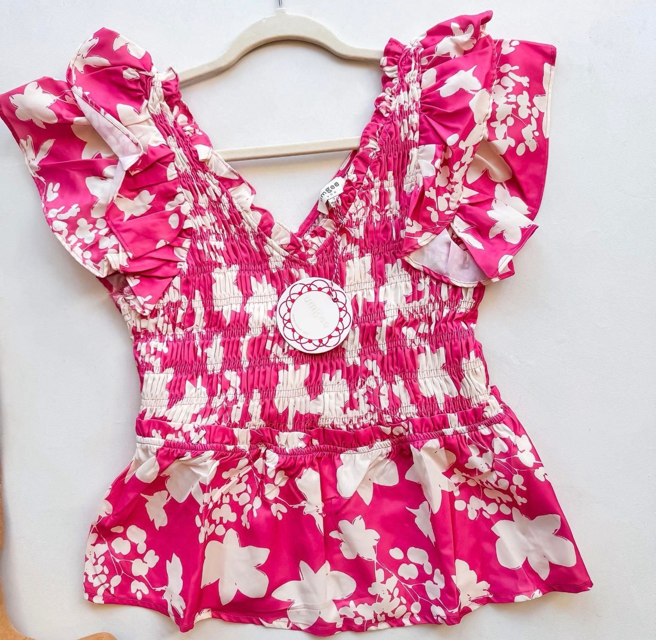 Pink Floral Smocked Summer Vibe Top | Queen Bee Boutique