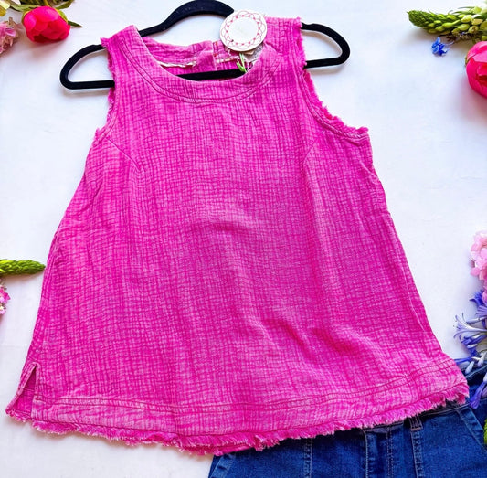 Fuchsia Guaze Tank Summer Vibe Chic | Queen Bee Boutique