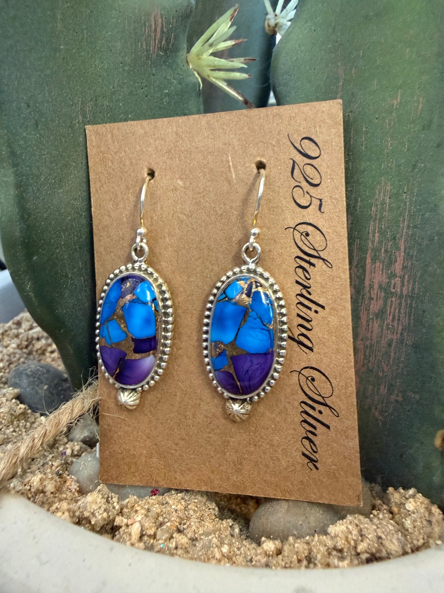 Oval Mojave Southwestern Drop Ears Sterling | Queen Bee Boutique