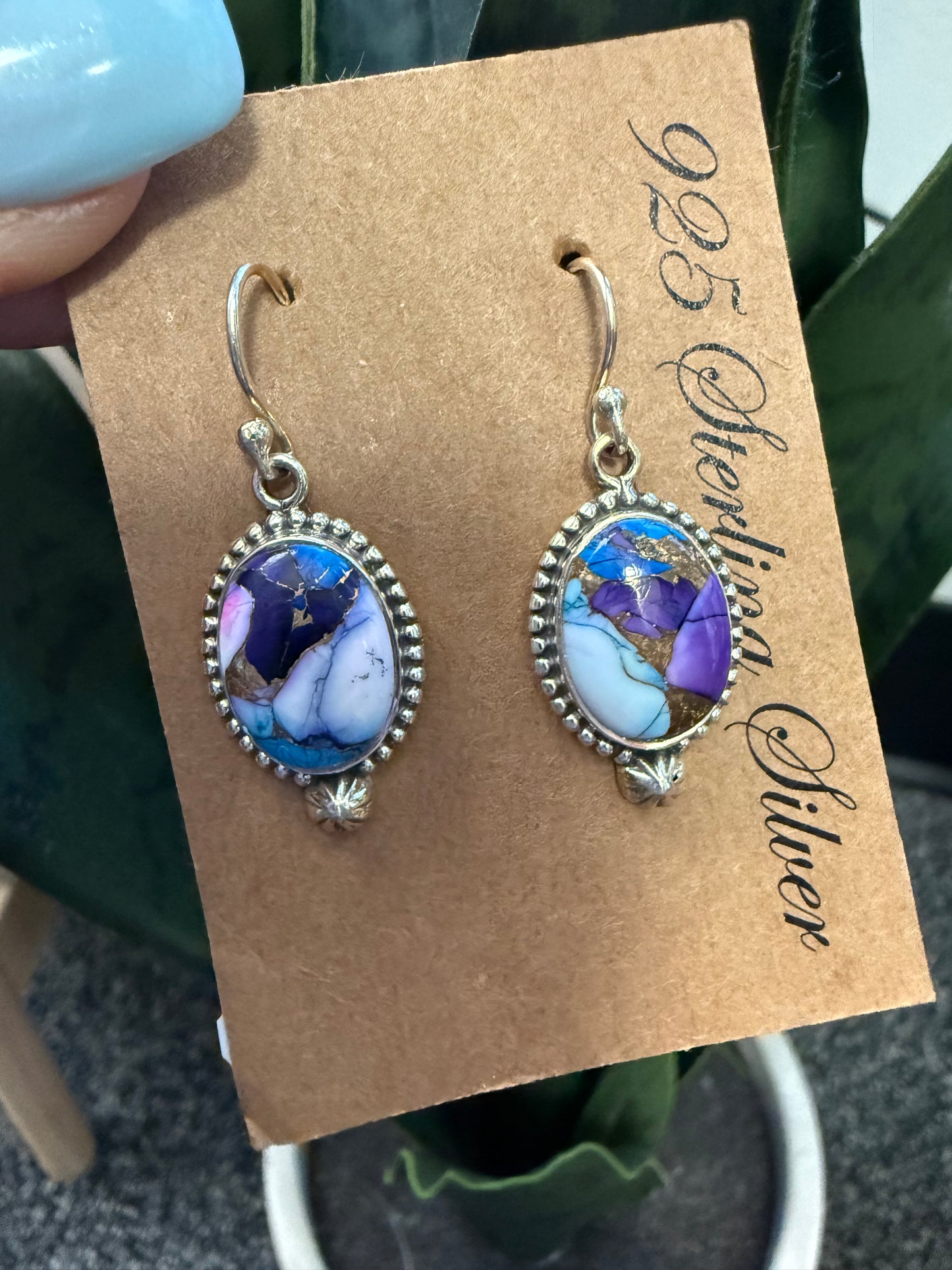 Oval Purple Mojave Drop Earrings | Queen Bee Boutique