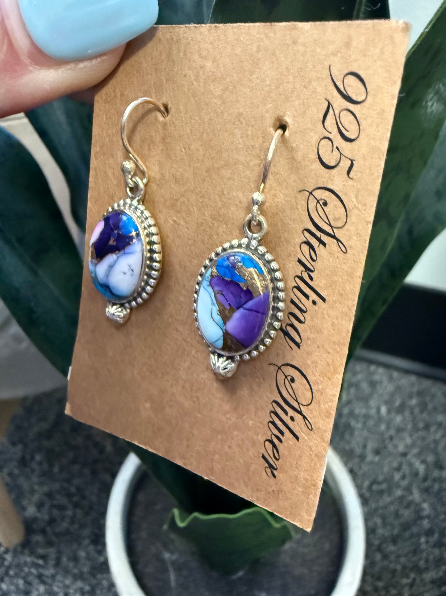 Oval Purple Mojave Drop Earrings | Queen Bee Boutique