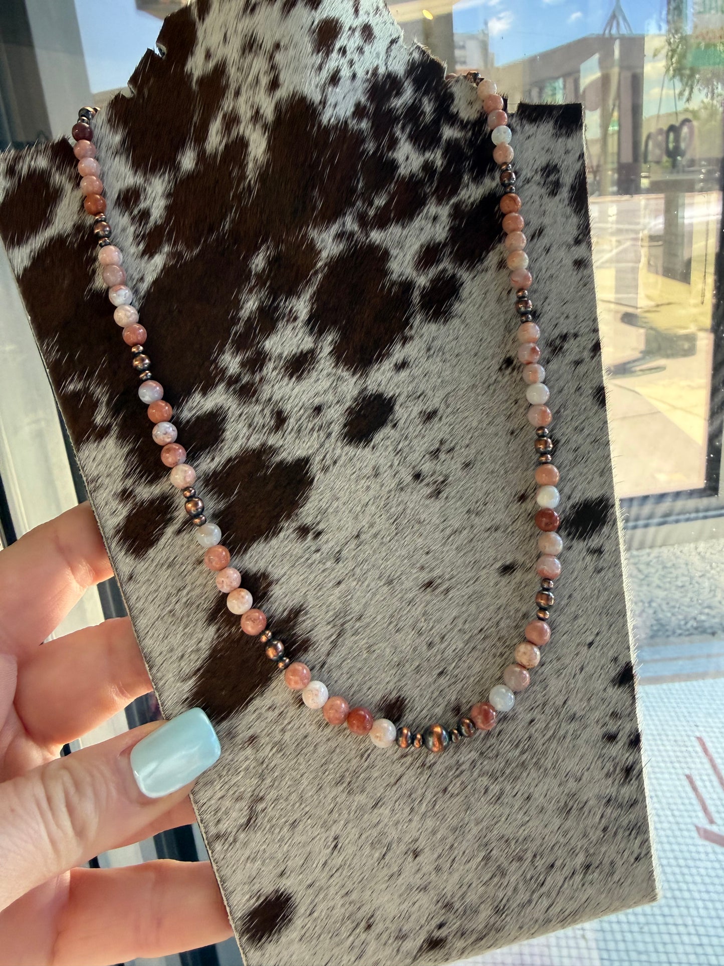 Jasper & Copper Pearl 19" Necklace Strand with Sterling Clasp | Queen Bee Boutique