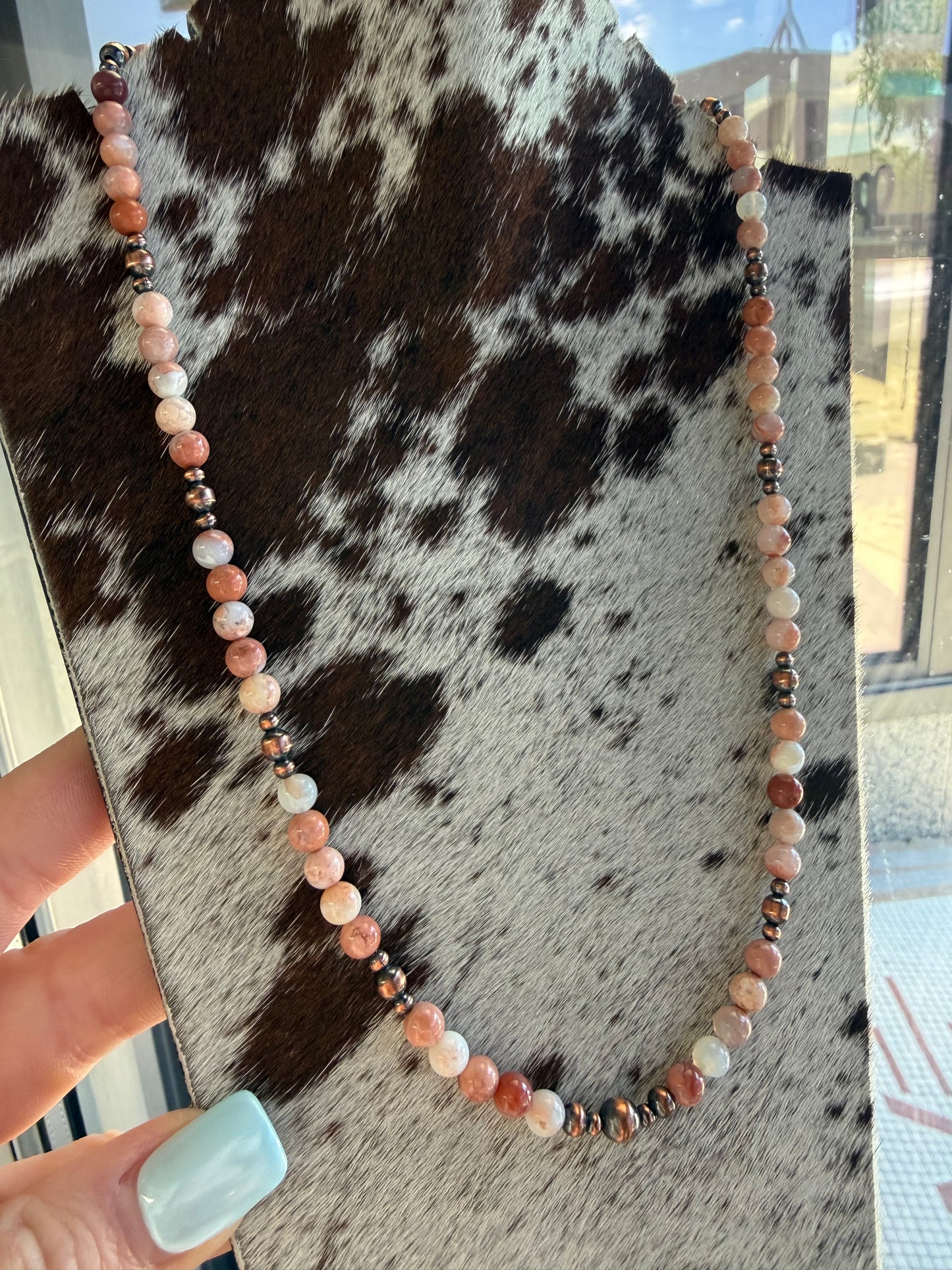Jasper & Copper Pearl 19" Necklace Strand with Sterling Clasp | Queen Bee Boutique