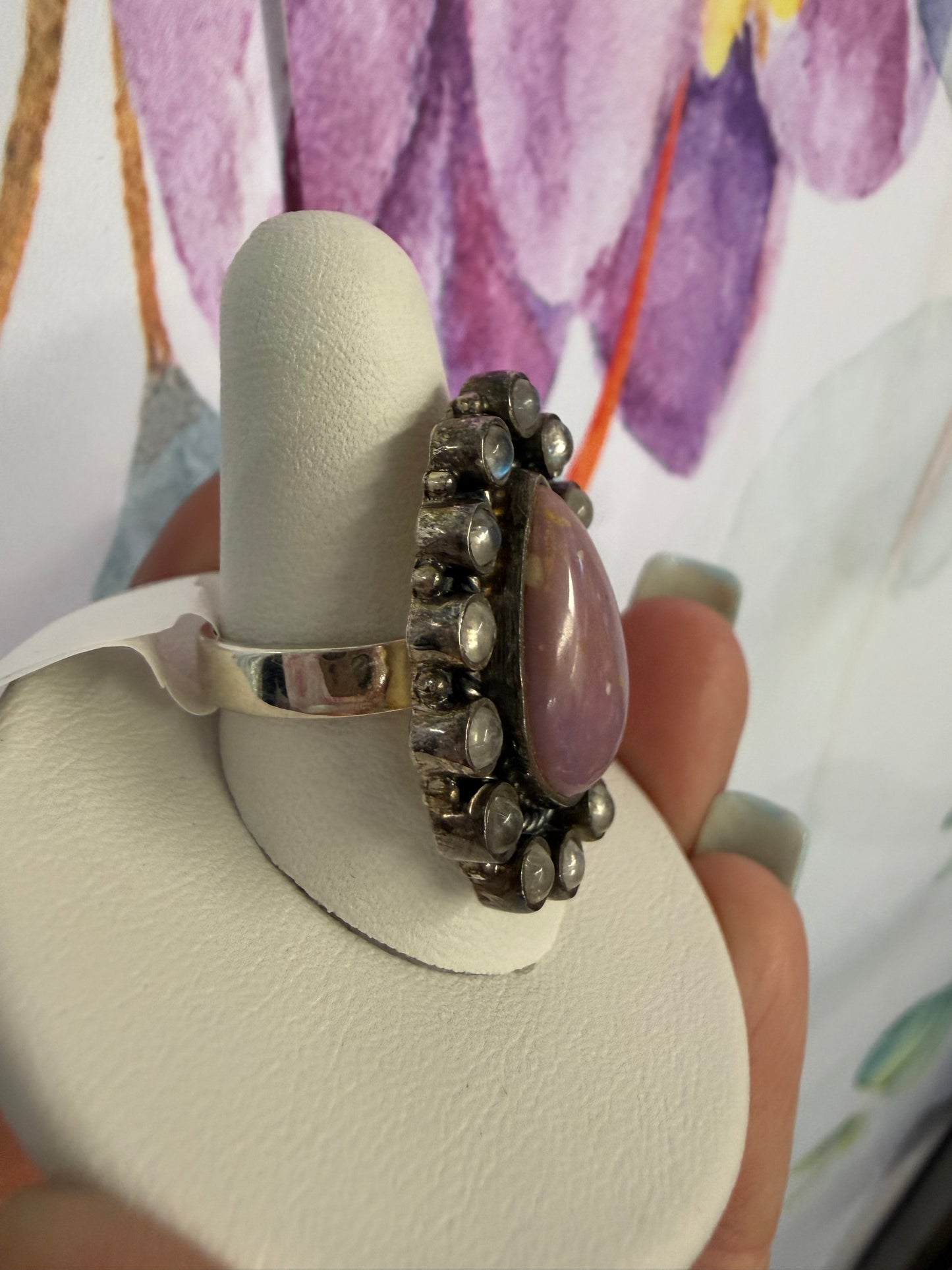 Purple Jasper TearDrop MoonStone Cluster RIng | Queen Bee Boutique