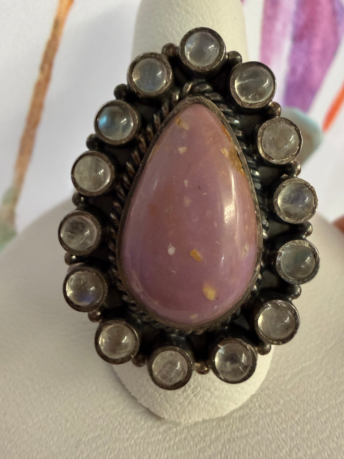 Purple Jasper TearDrop MoonStone Cluster RIng | Queen Bee Boutique