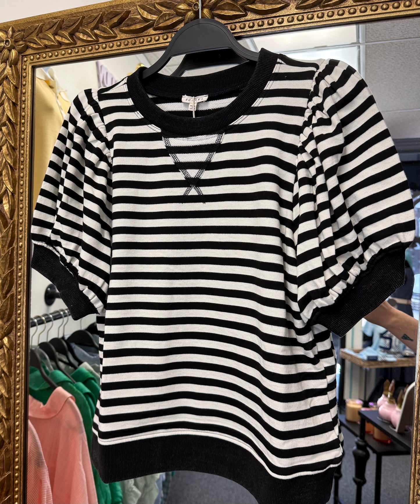 Black White Knit Stripe Ringer Top | Queen Bee Boutique