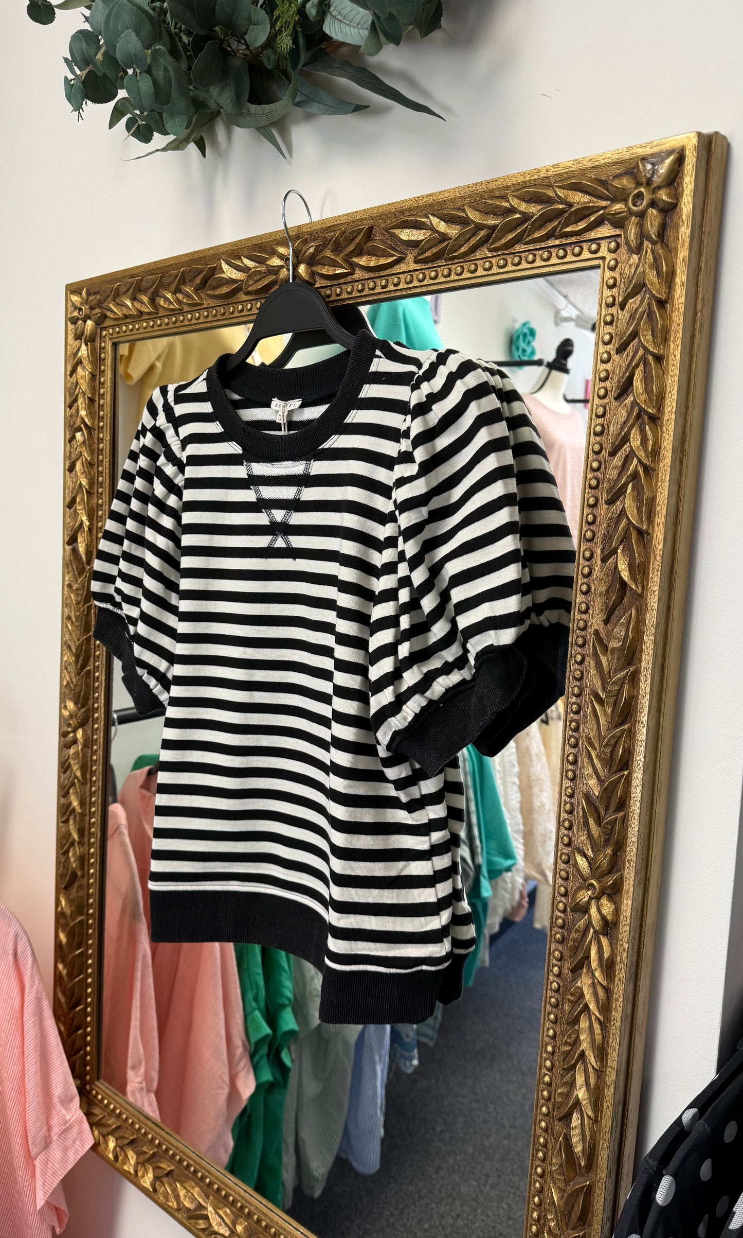 Black White Knit Stripe Ringer Top | Queen Bee Boutique