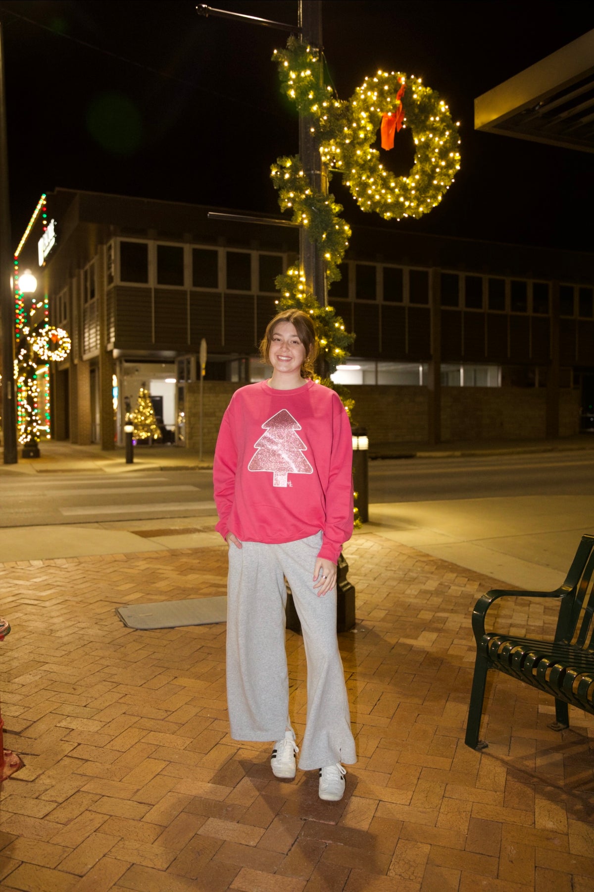 Pink Glitter Christmas Tree Crew | Queen Bee Boutique