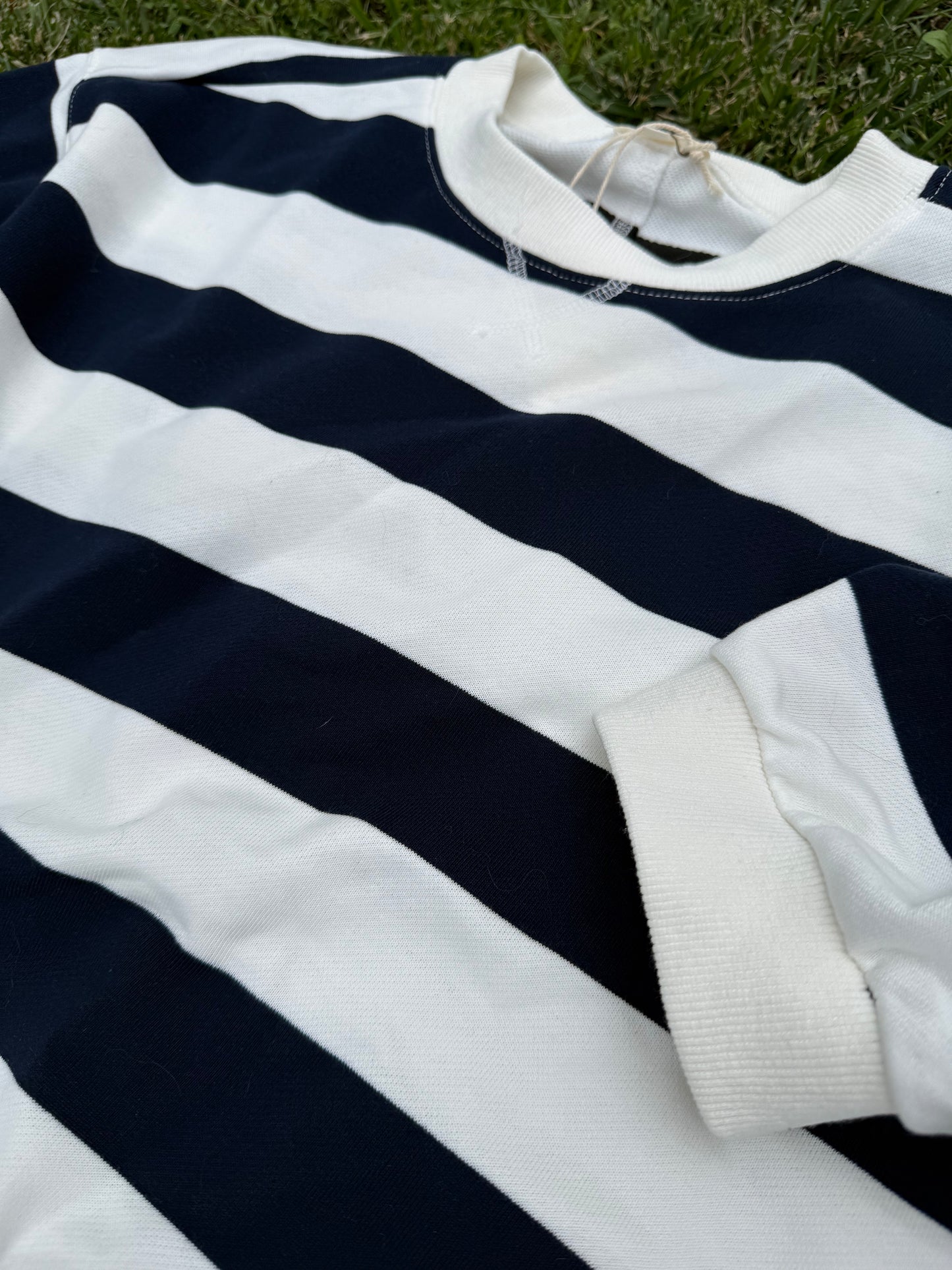 Navy White Blocked Stripe 3/4 Sleeve Top | Queen Bee Boutique