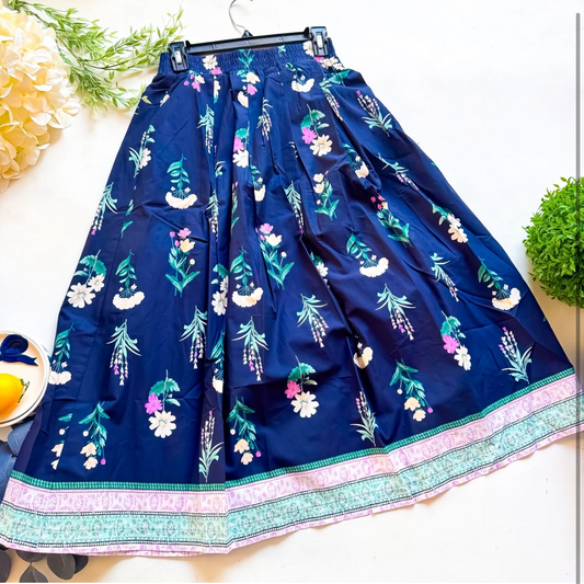 Floral Skirt Navy Skirt | Queen Bee Boutique