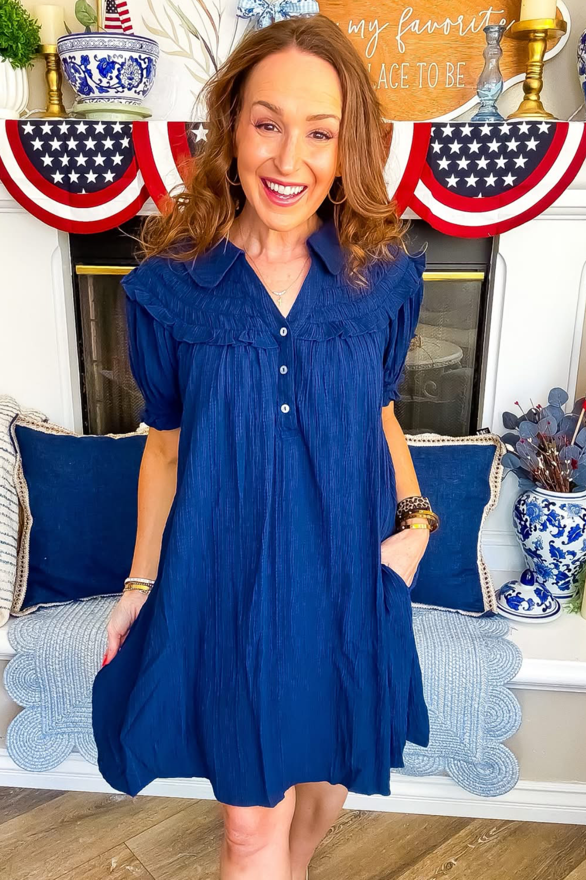 Dark Blue Denim Western Boho Dress Cowgirl Chic | Queen Bee Boutique