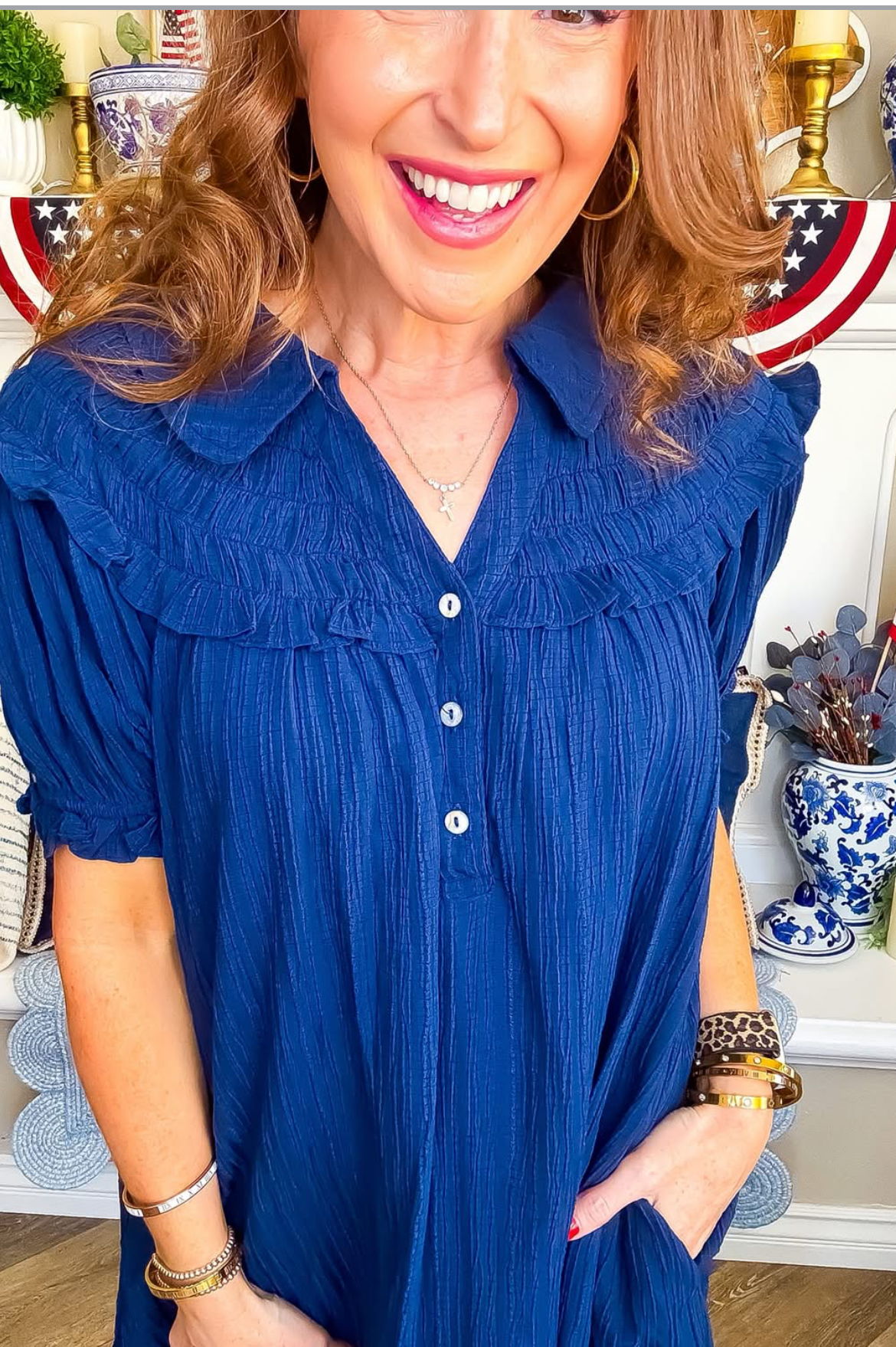 Dark Blue Denim Western Boho Dress Cowgirl Chic | Queen Bee Boutique