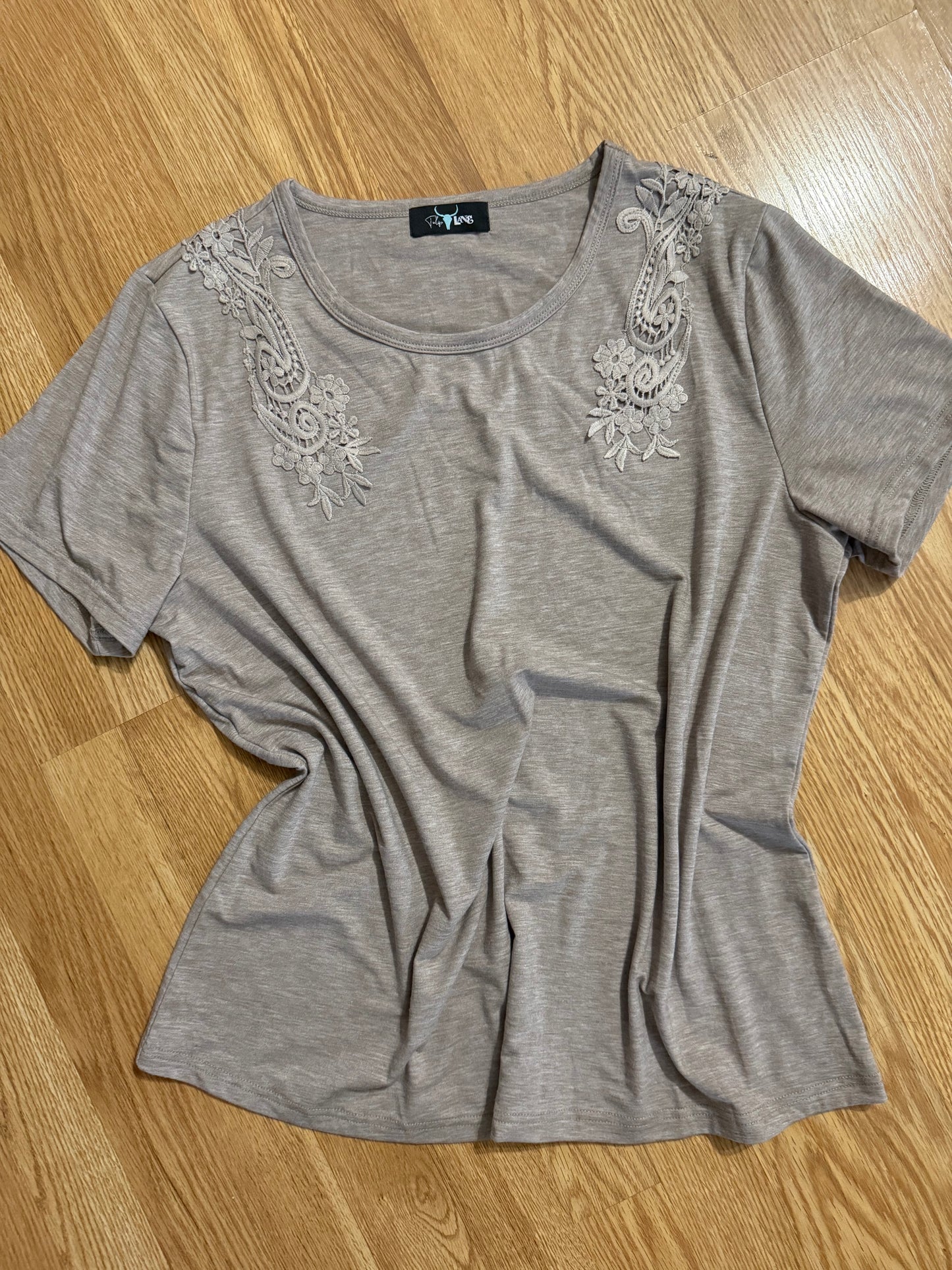 Accented Tan Casual Chic Top | Queen Bee Boutique