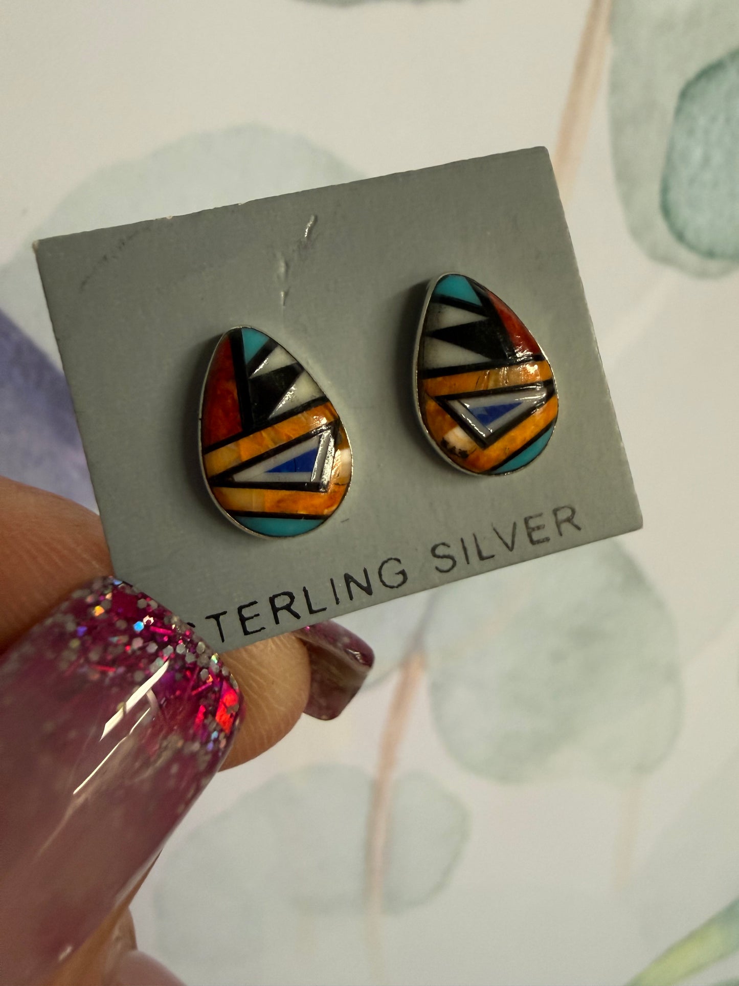 Navajo Inlay Tear Drop Studs | Queen Bee Boutique