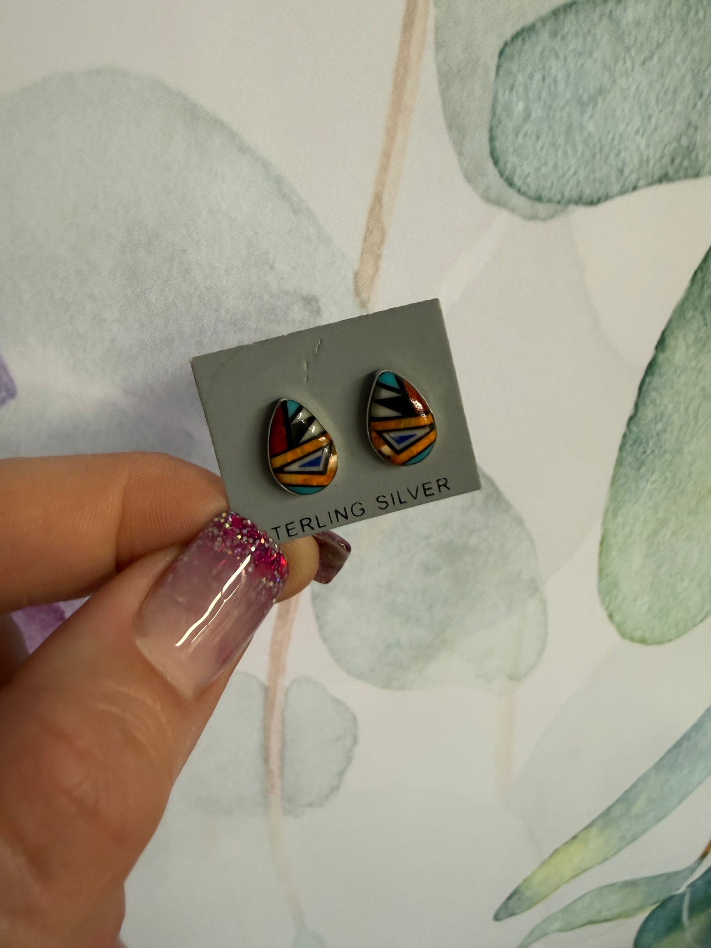 Navajo Inlay Tear Drop Studs | Queen Bee Boutique
