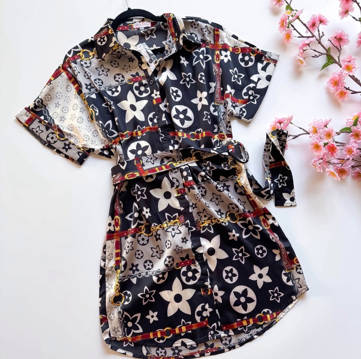 Chic Monogram Lux Silky Dress | Queen Bee Boutique