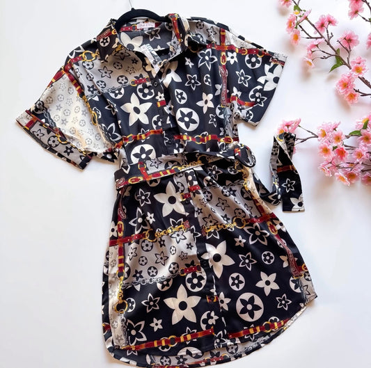 Chic Monogram Lux Silky Dress | Queen Bee Boutique