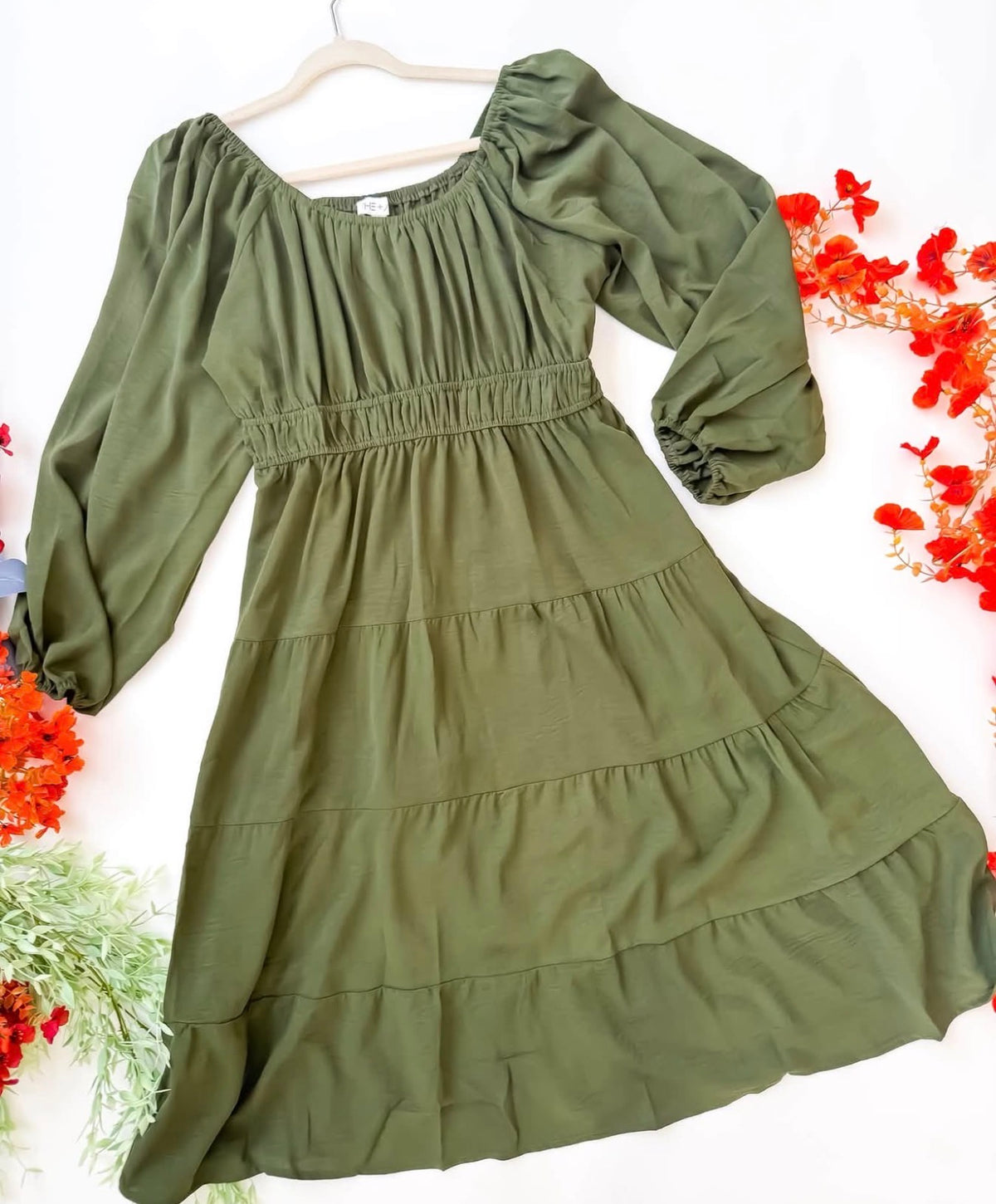 Plus Olive Green Fall Dress | Queen Bee Boutique