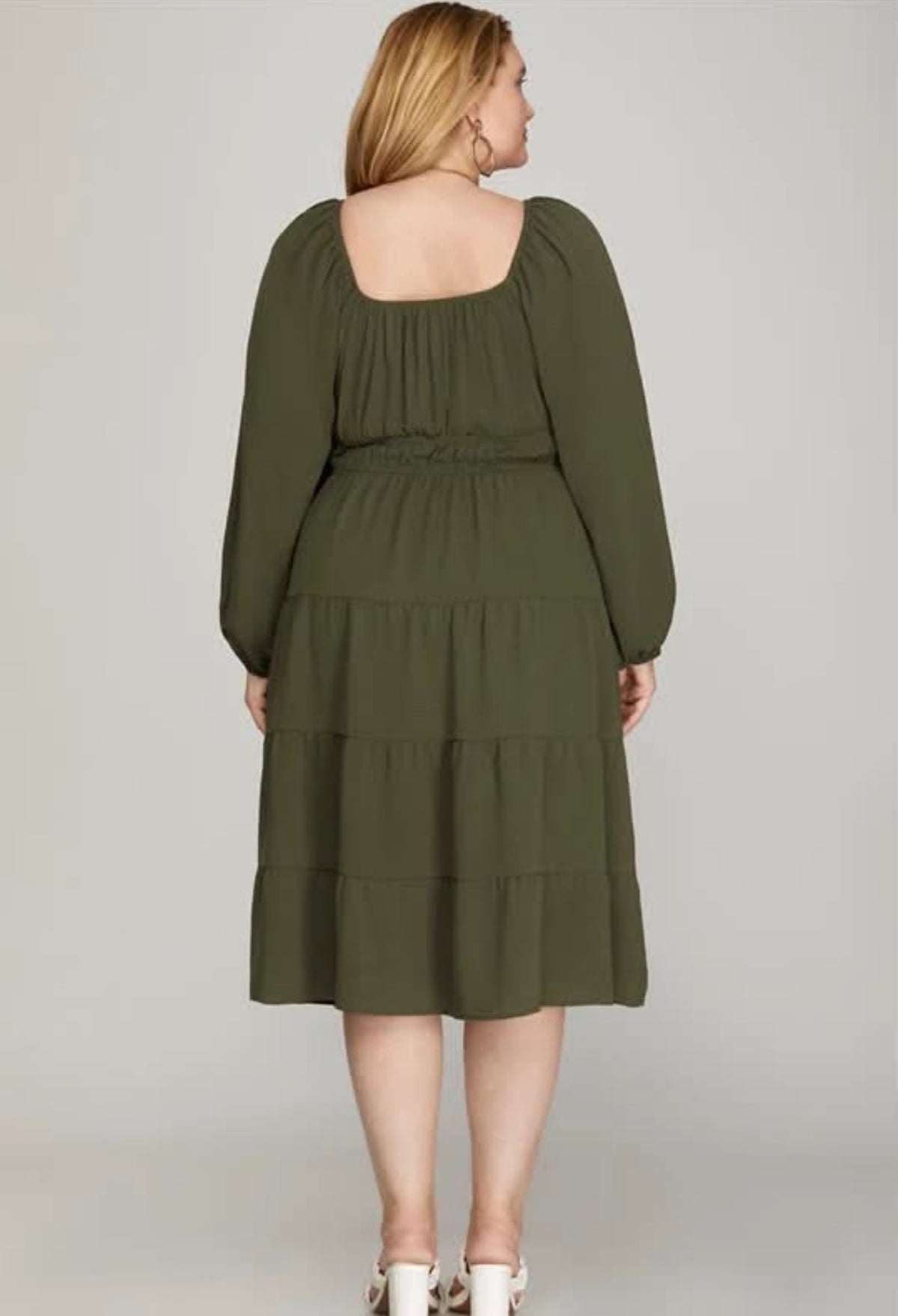 Plus Olive Green Fall Dress | Queen Bee Boutique