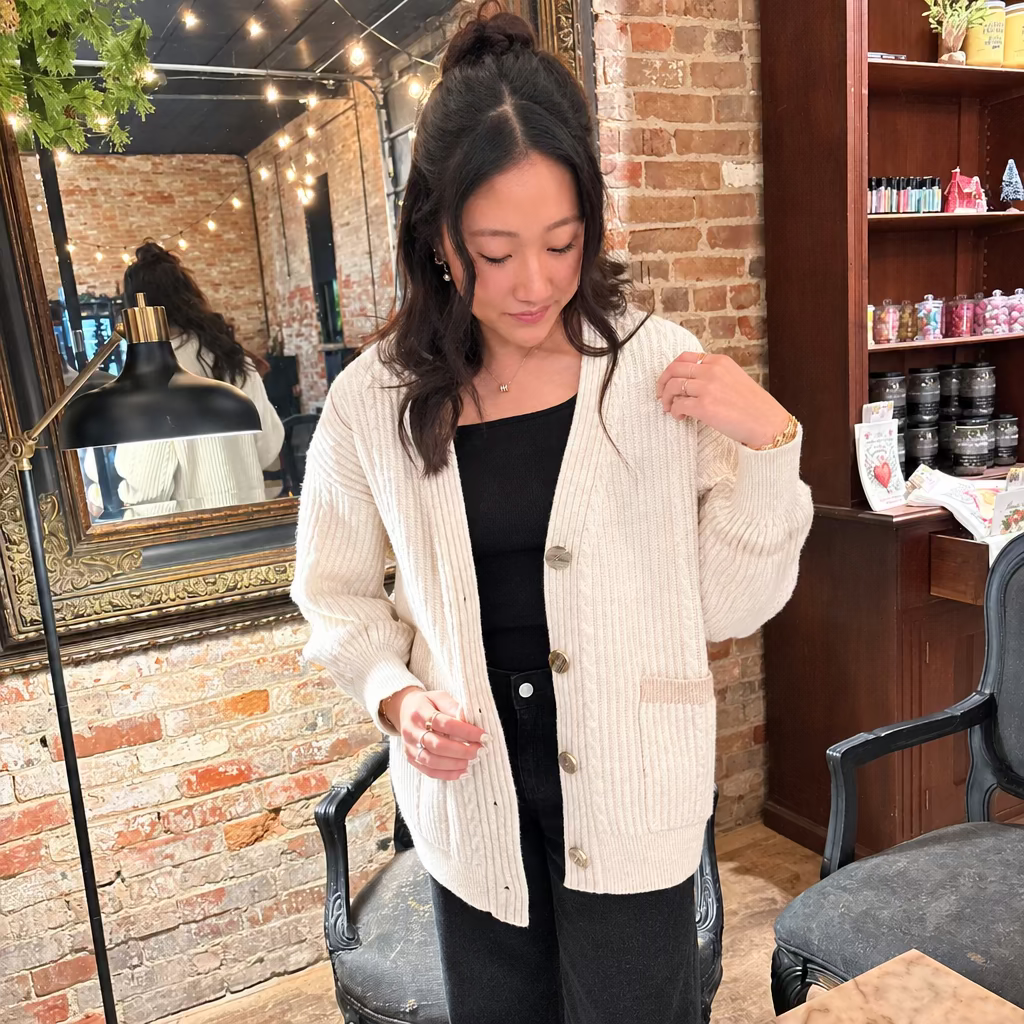 Oatmeal Soft Cozy Outerwear Cardigan Button Down | Queen Bee Boutique